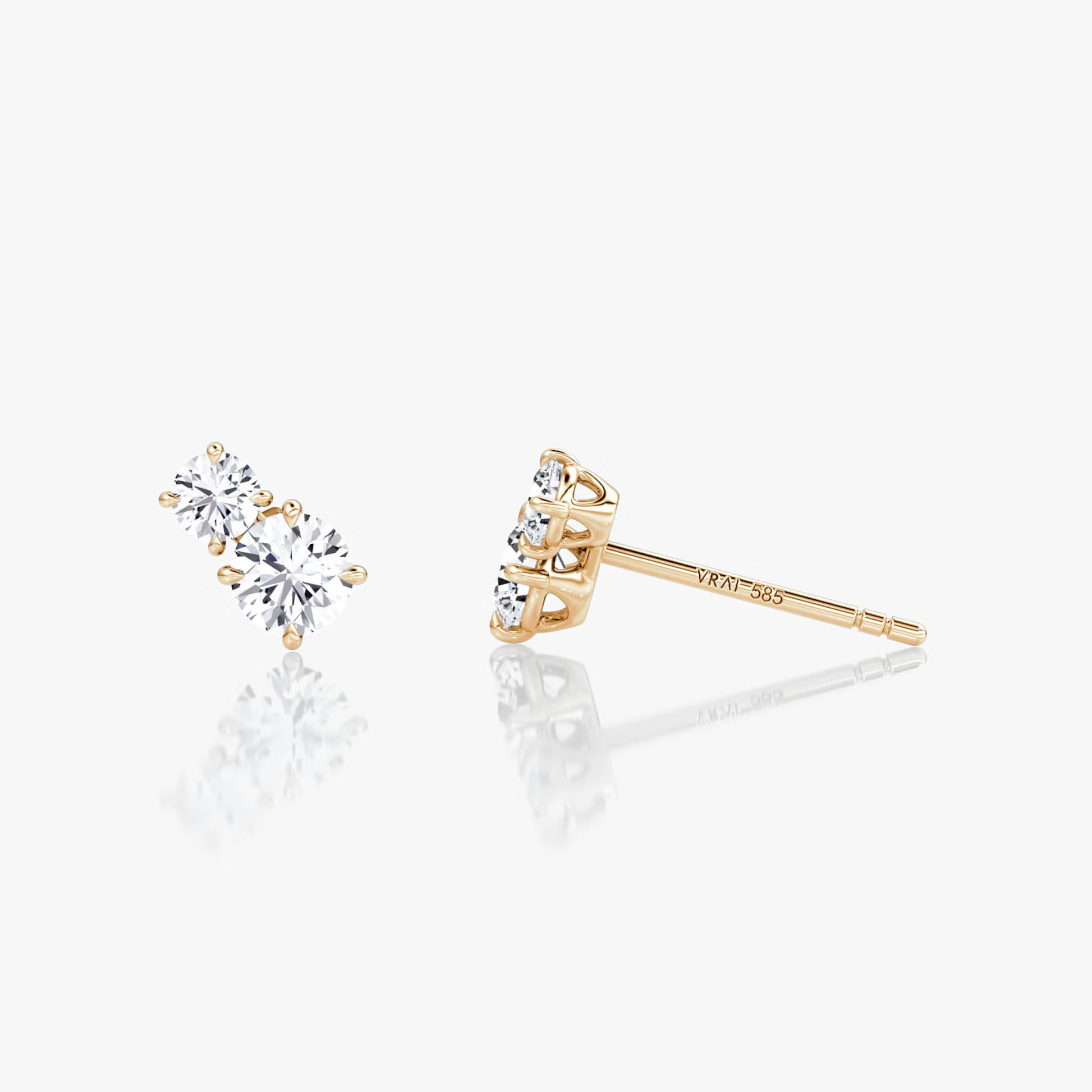 Rose :: fine jewelry lab grown diamond huggie earrings three stone white gold refined everyday elegance