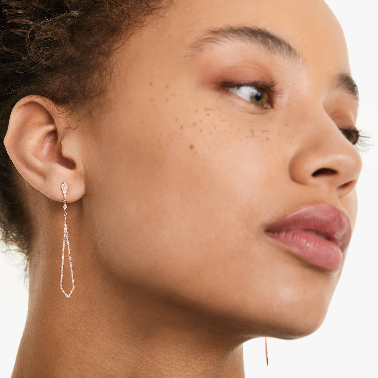 Rose :: sophisticated petite diamond drop earrings lab grown white gold elegant lightweight jewelry