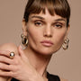 common :: geometric hexagon lab grown diamond dome huggie hoops white gold contemporary designer fine jewelry