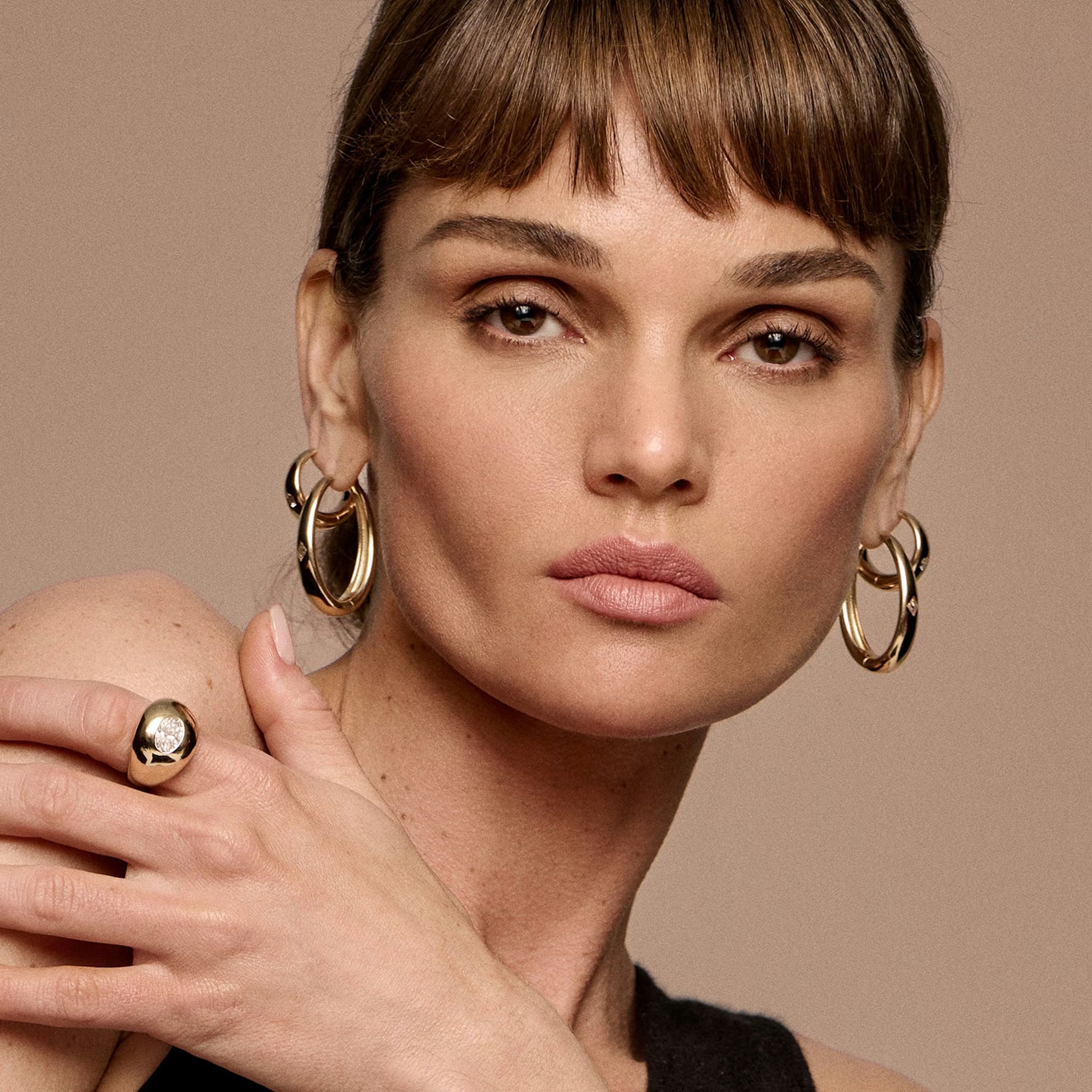 common :: geometric hexagon lab grown diamond dome huggie hoops white gold contemporary designer fine jewelry