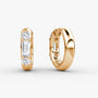 Rose :: sophisticated three stone lab grown diamond huggie earrings white gold modern structured design