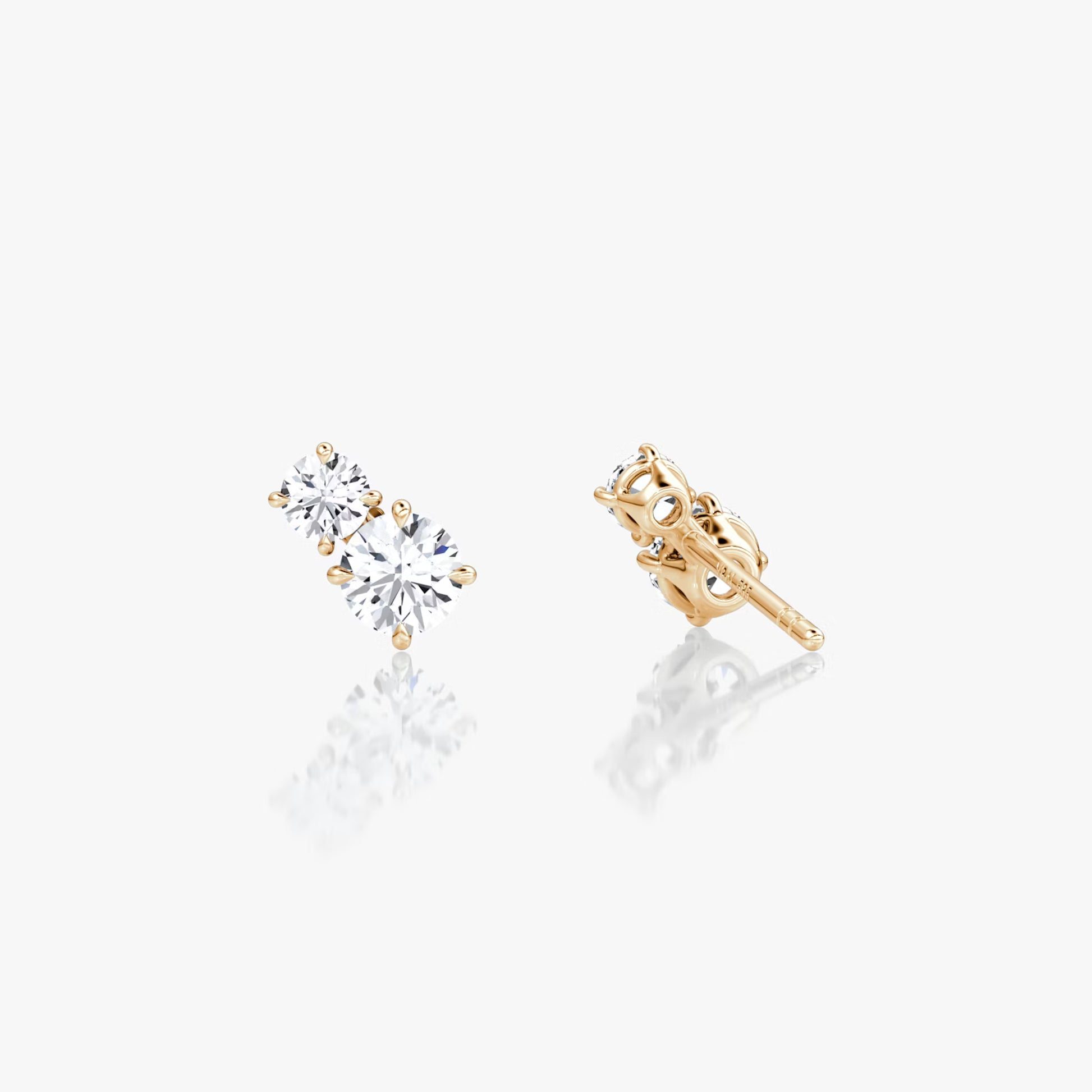 Rose :: sophisticated three stone lab grown diamond huggie earrings white gold modern structured design