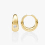 common :: modern hexagon dome lab grown diamond hoop earrings huggie style white gold sleek geometric jewelry