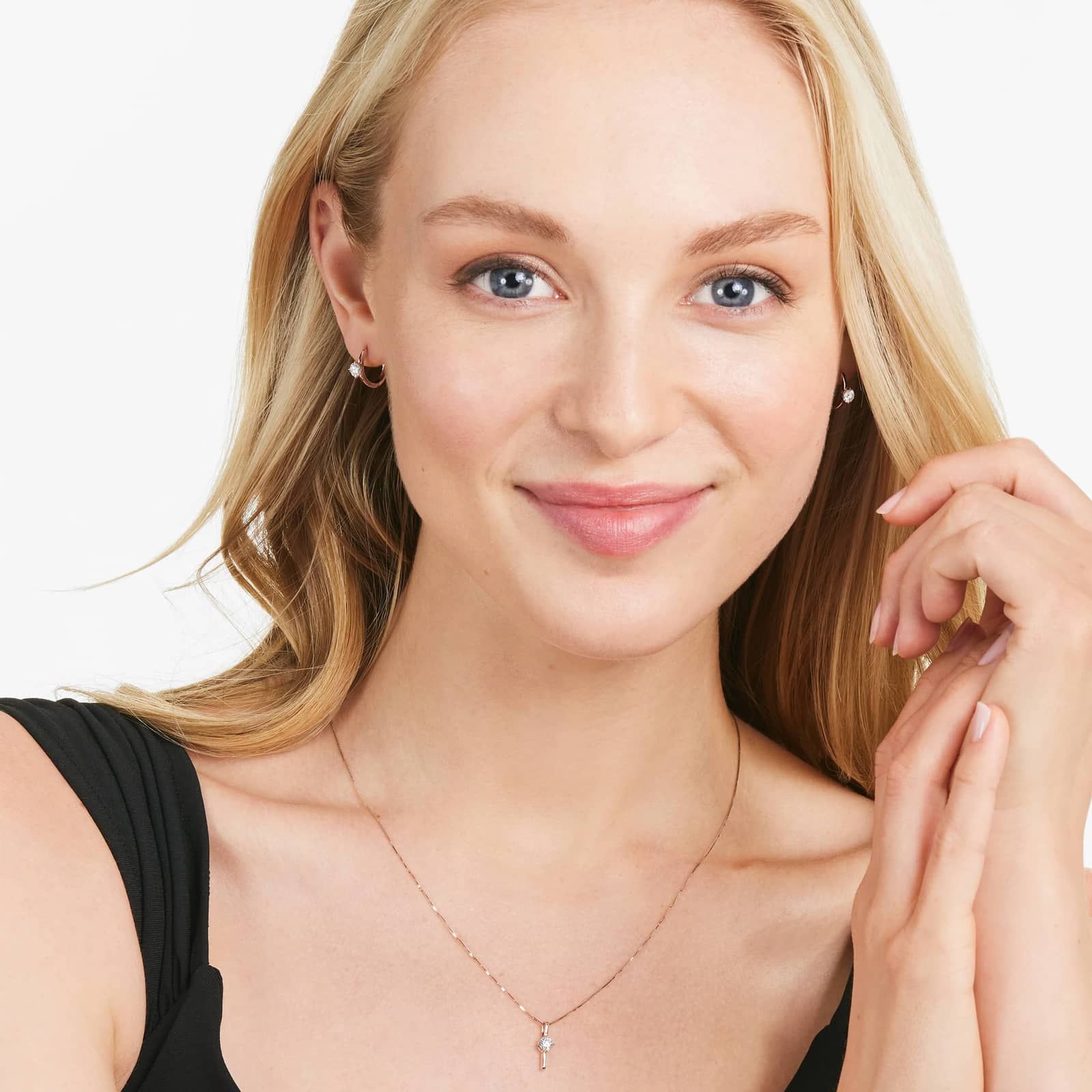 Rose :: everyday luxury lab grown diamond hoop earrings solitaire white gold subtle elegant design