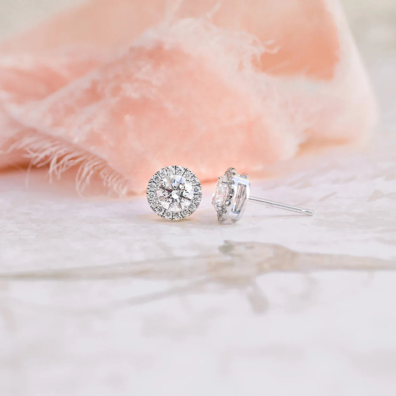 Round Lab Grown Diamond Heavenly Single Halo Stud Earring, EF Color, VS Clarity, IGI Certified