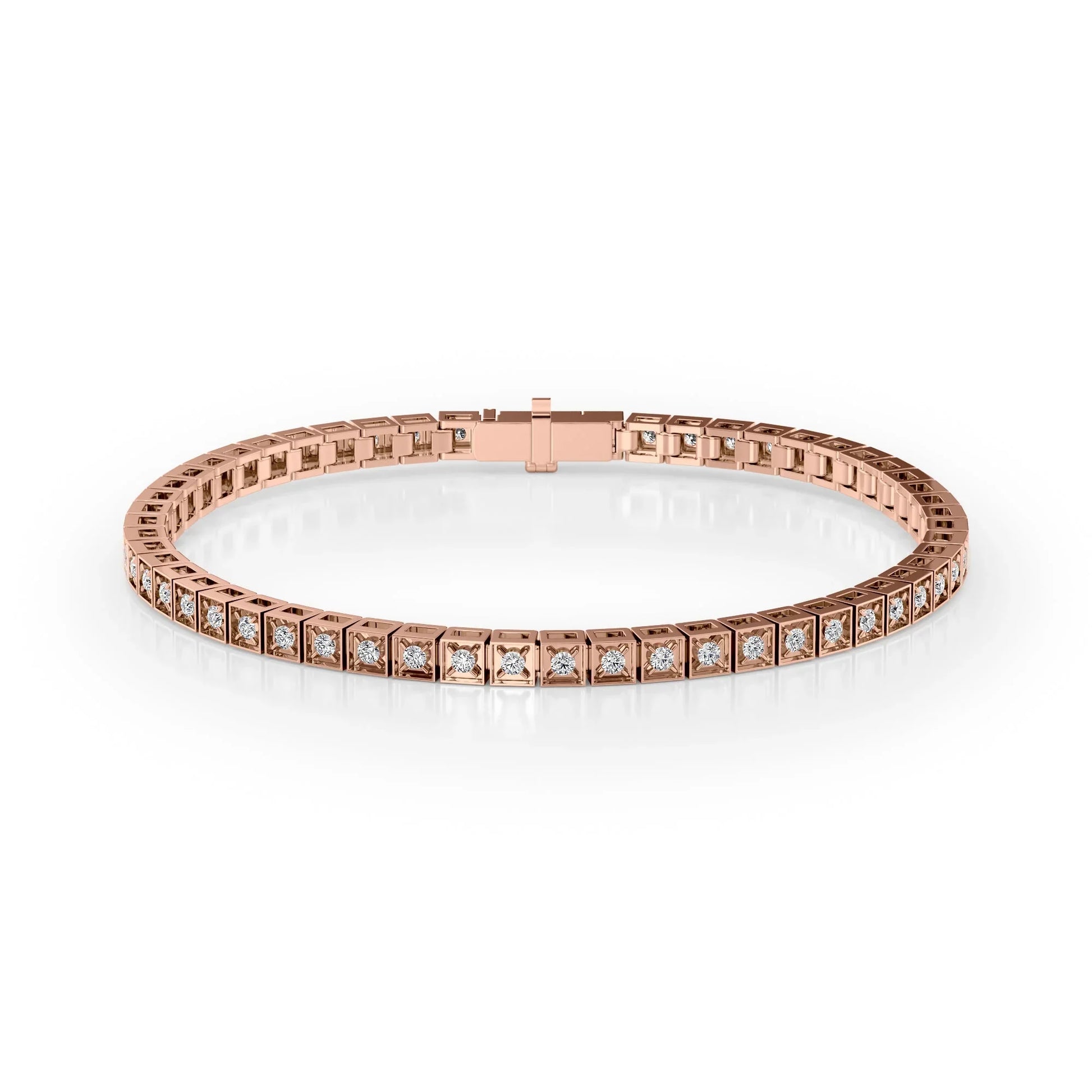 Round Lab Grown Diamond Chocolate Tennis Bracelet, EF Color, VS Clarity, IGI Certified