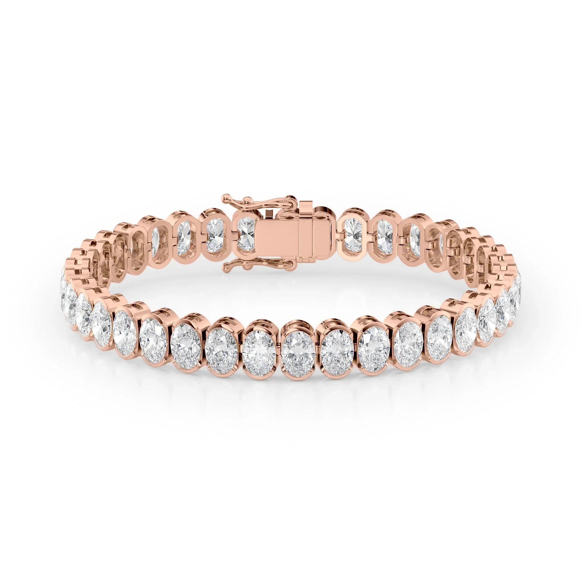 Oval Lab Grown Diamond Bezel Tennis Bracelet, EF Color, VS Clarity, IGI Certificate