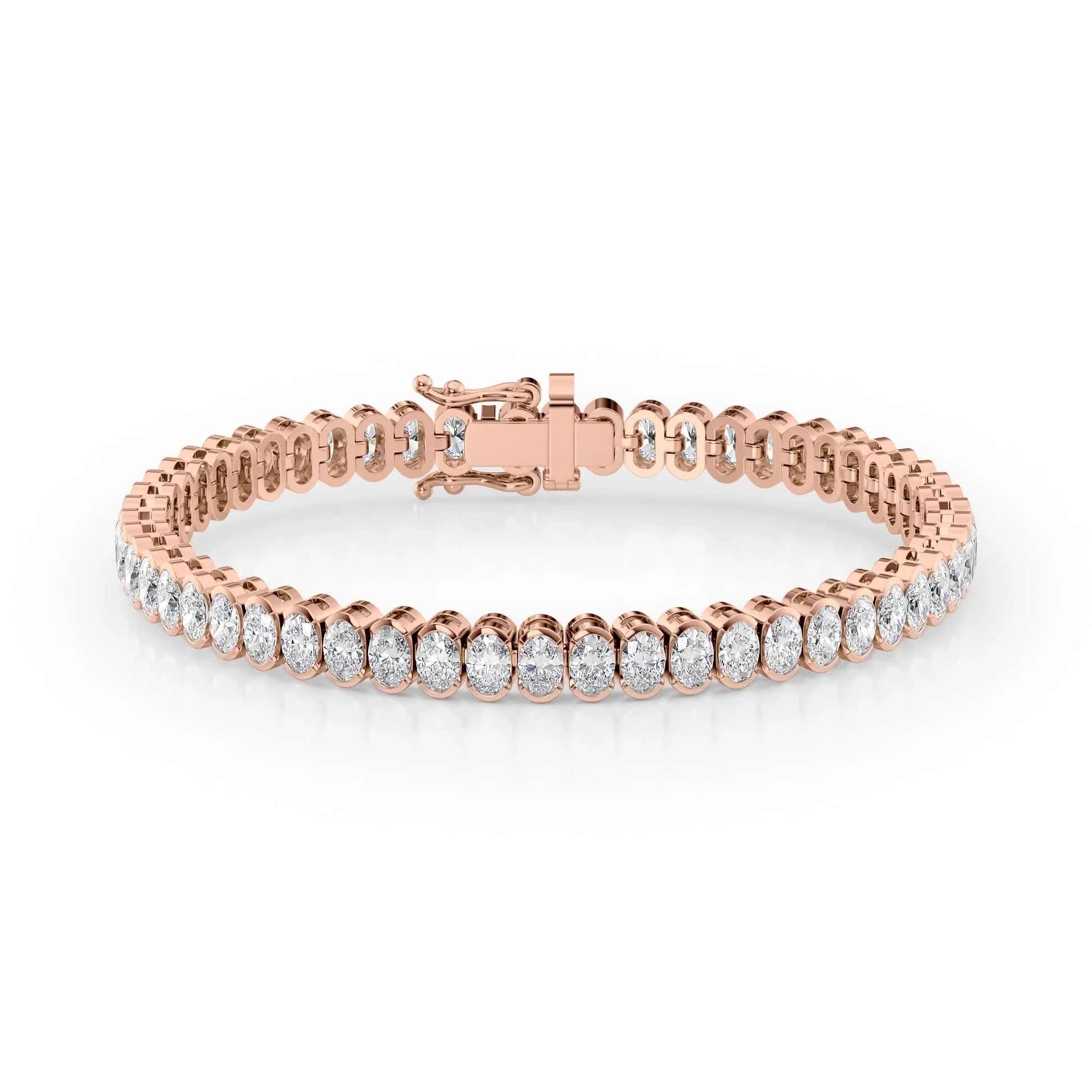 Oval Lab Grown Diamond Bezel Tennis Bracelet, EF Color, VS Clarity, IGI Certificate