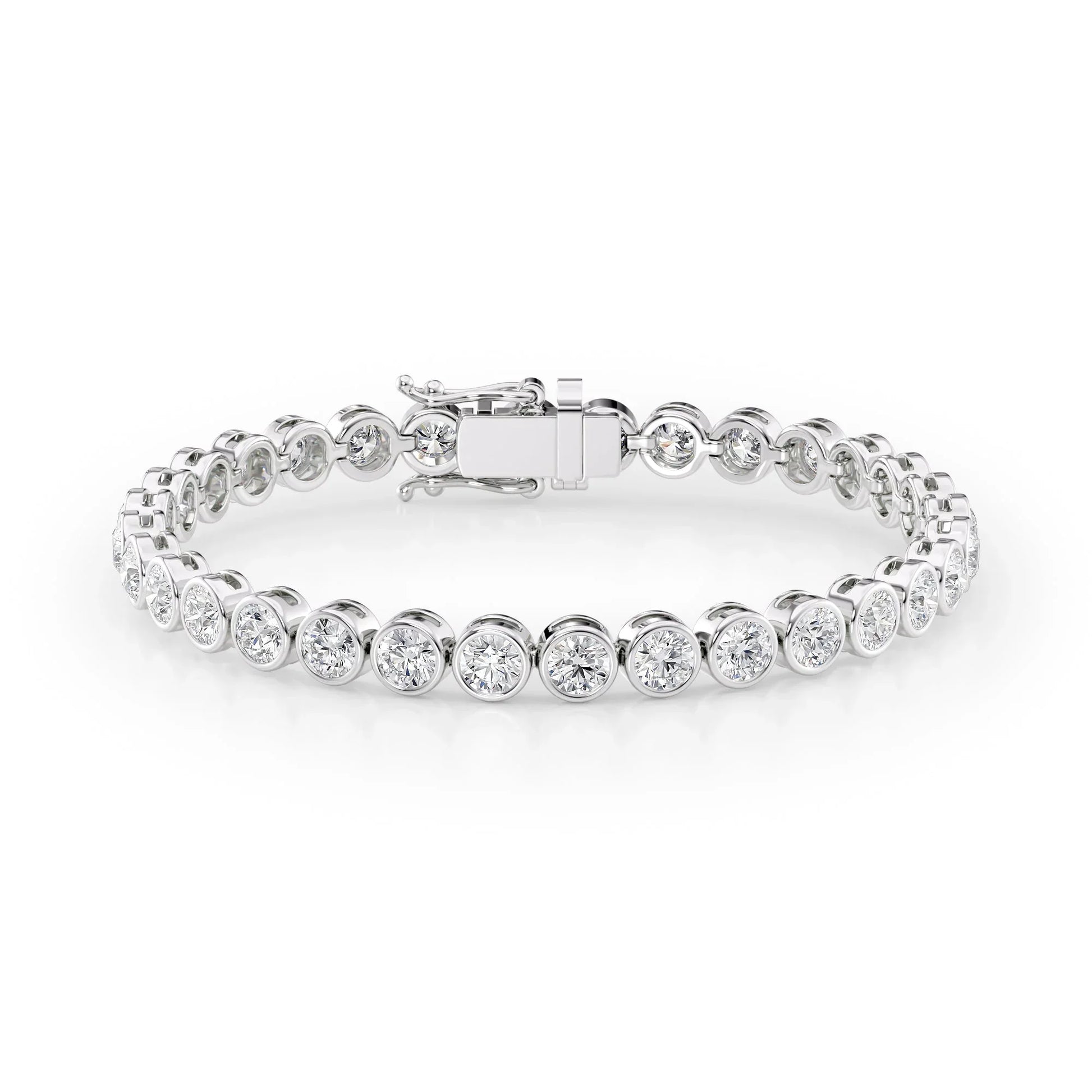 Round  Lab Grown Diamond Bezel Tennis Bracelet, EF Color, VS Clarity, IGI Certified
