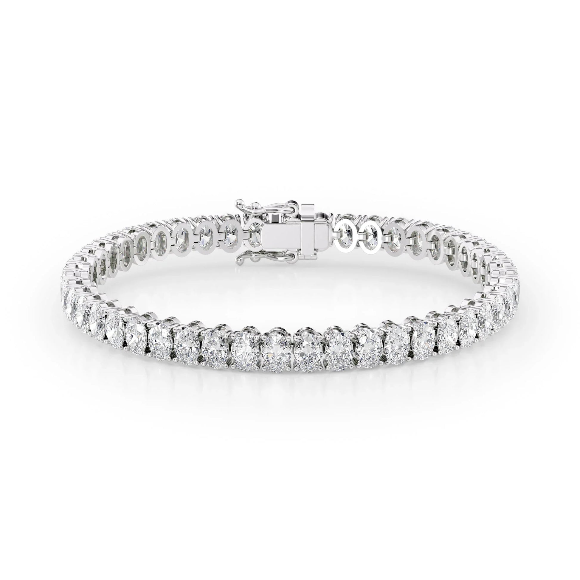 Oval Lab Grown Diamond Tennis Bracelet, EF Color, VS Clarity, IGI Certificate