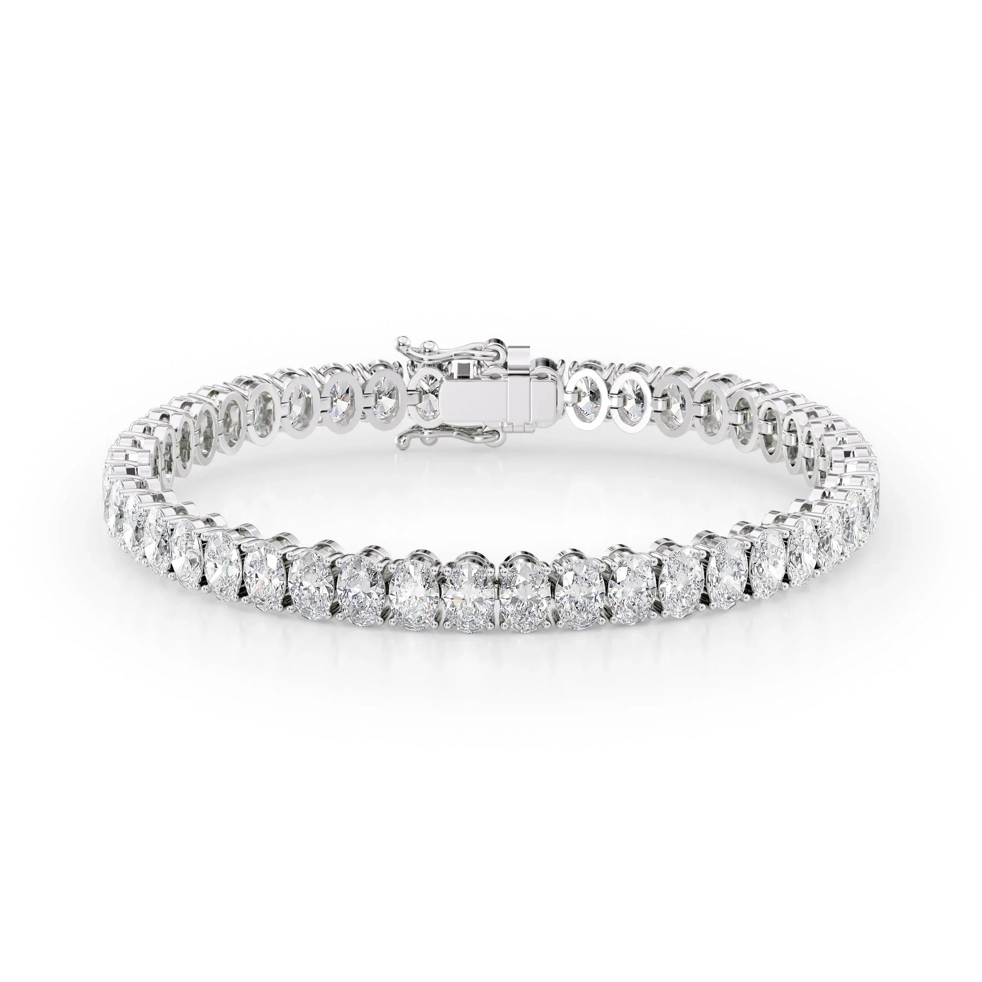 Oval Lab Grown Diamond Tennis Bracelet, EF Color, VS Clarity, IGI Certificate