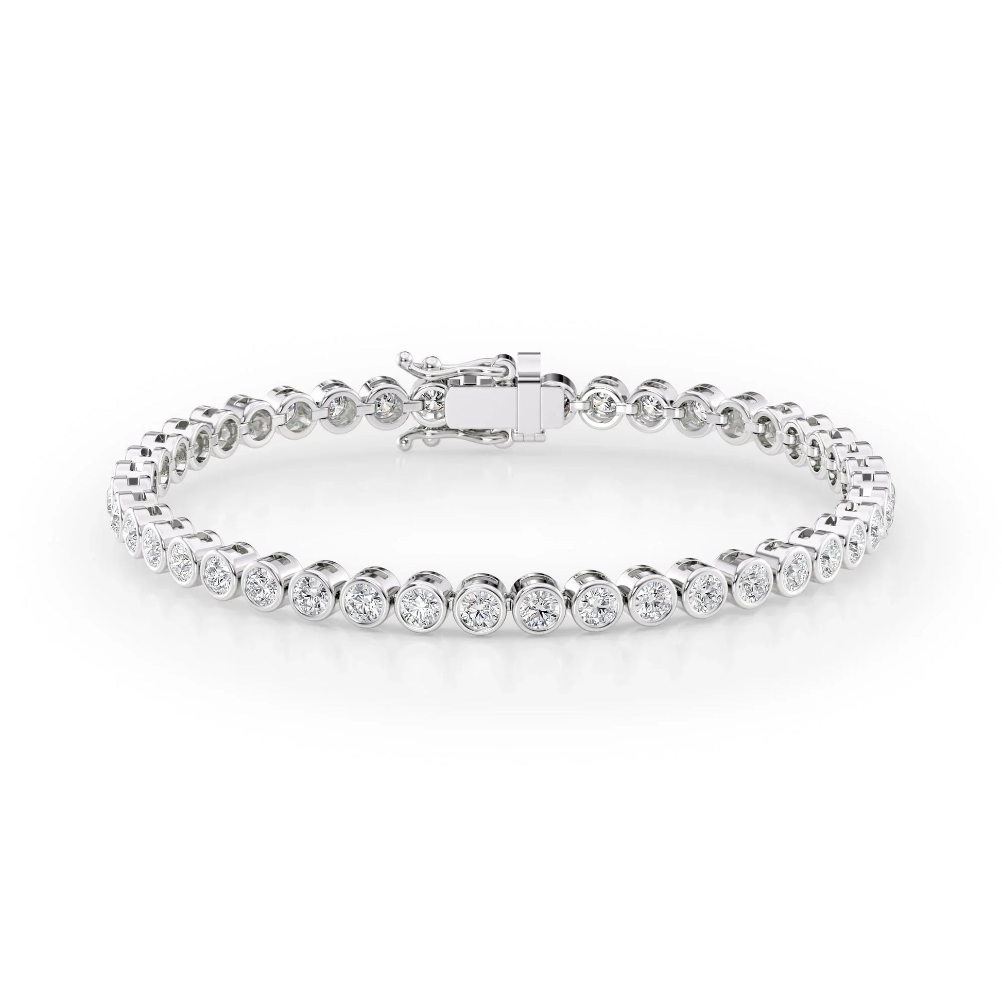 Round Lab Grown Diamond Bezel Tennis Bracelet, EF Color, VS Clarity, IGI Certified
