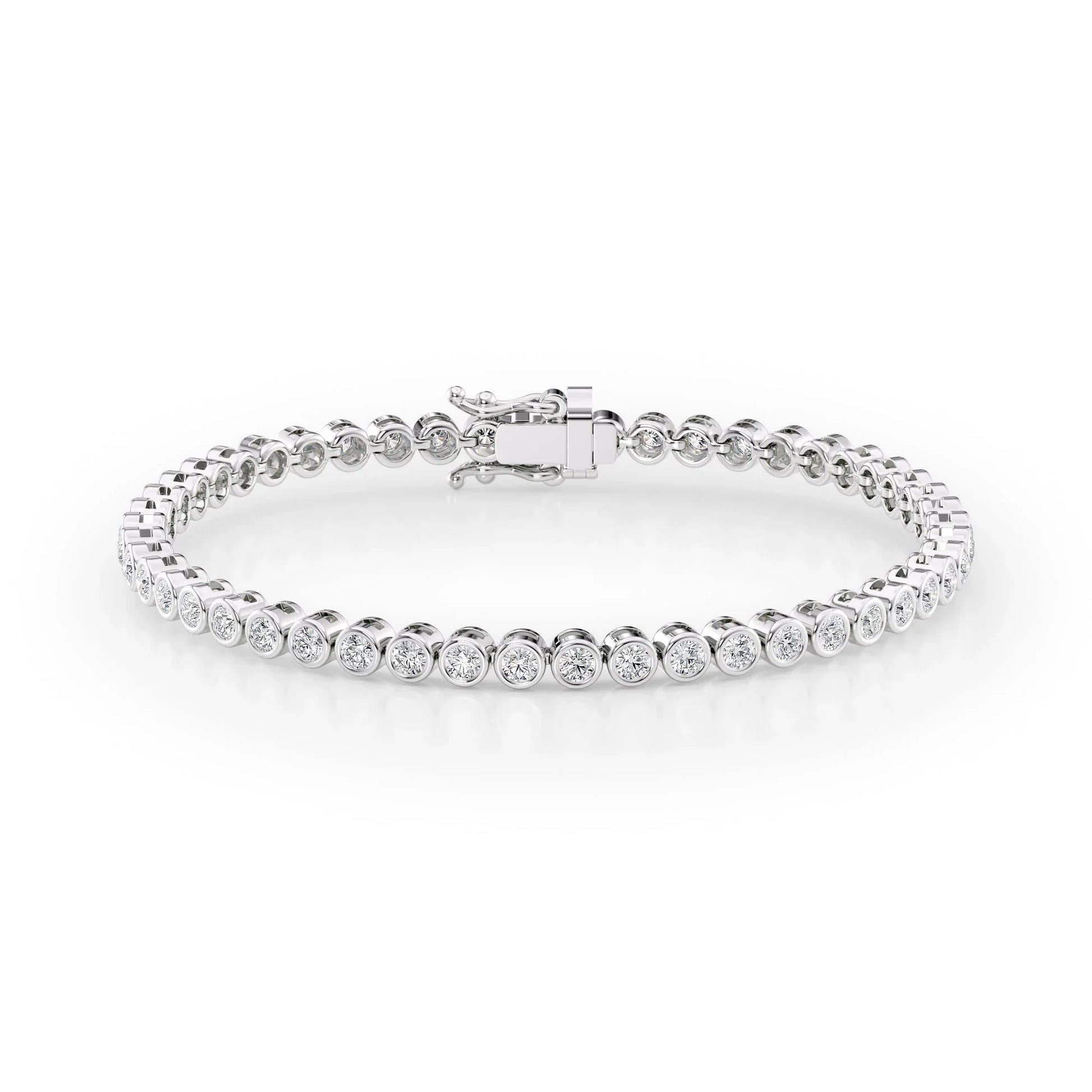 Round  Lab Grown Diamond Bezel Tennis Bracelet, EF Color, VS Clarity, IGI Certified