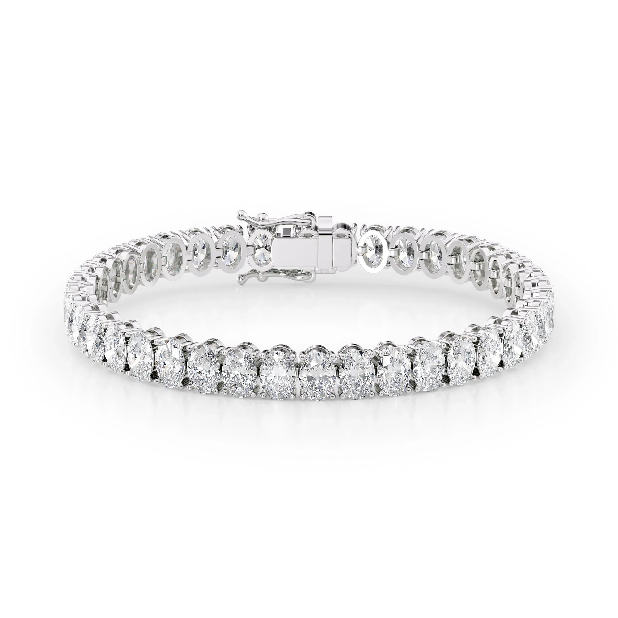 Oval Lab Grown Diamond Tennis Bracelet, EF Color, VS Clarity, IGI Certificate
