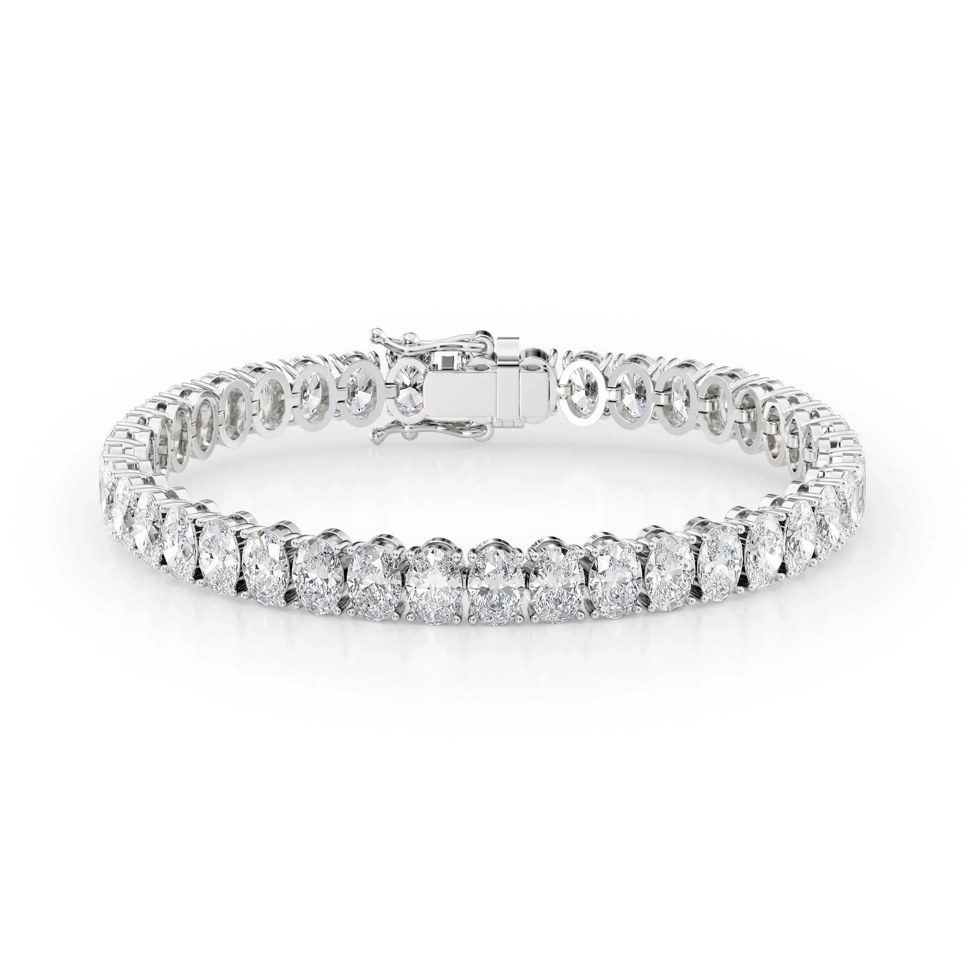 Oval Lab Grown Diamond Tennis Bracelet, EF Color, VS Clarity, IGI Certificate
