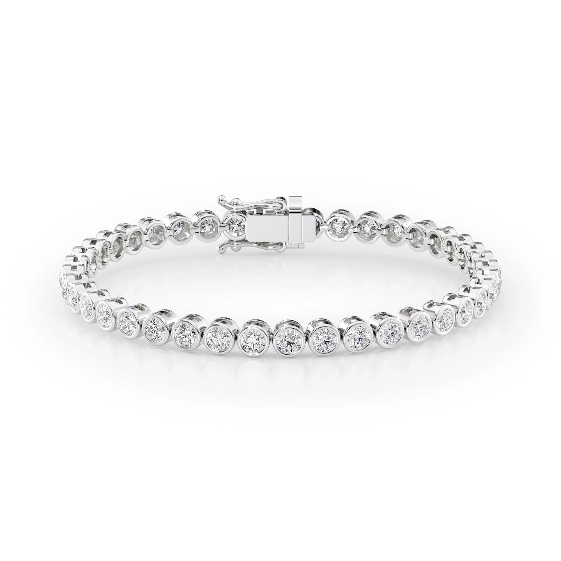 Round Lab Grown Diamond Bezel Tennis Bracelet, EF Color, VS Clarity, IGI Certified