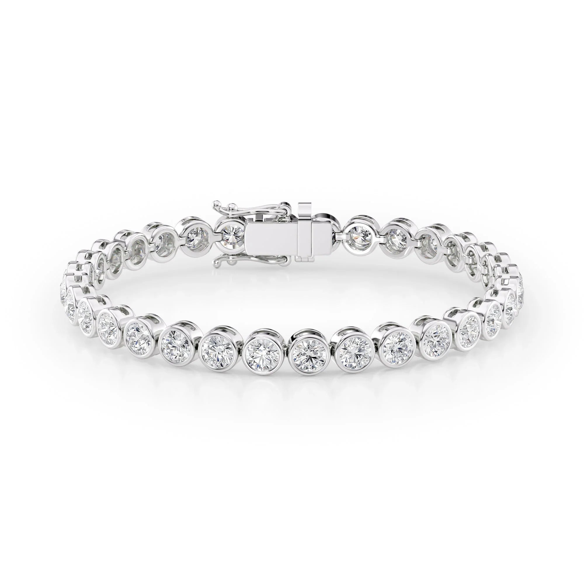 Round Lab Grown Diamond Bezel Tennis Bracelet,EF Color, VS Clarity, IGI Certificate
