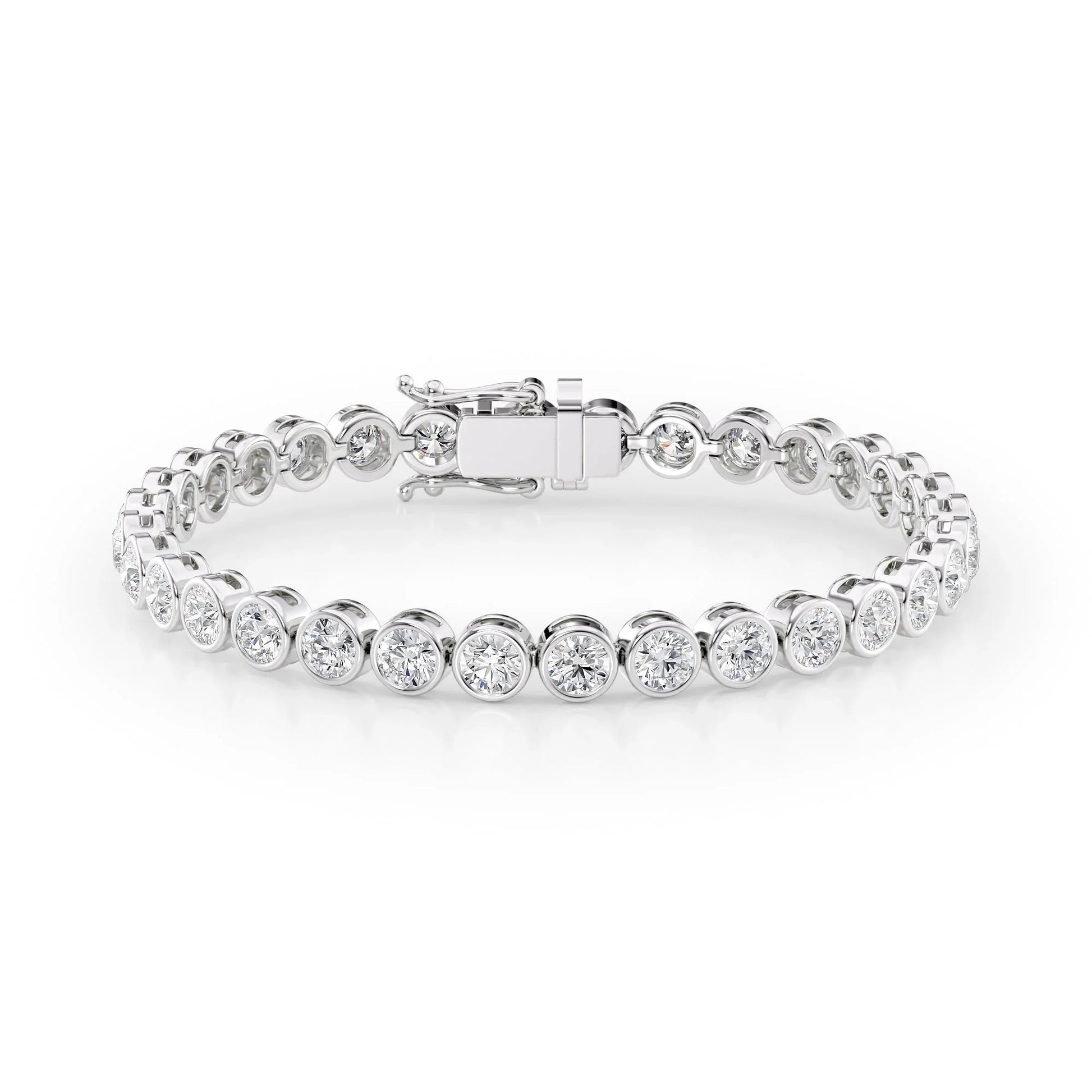 Round Lab Grown Diamond Bezel Tennis Bracelet,EF Color, VS Clarity, IGI Certificate