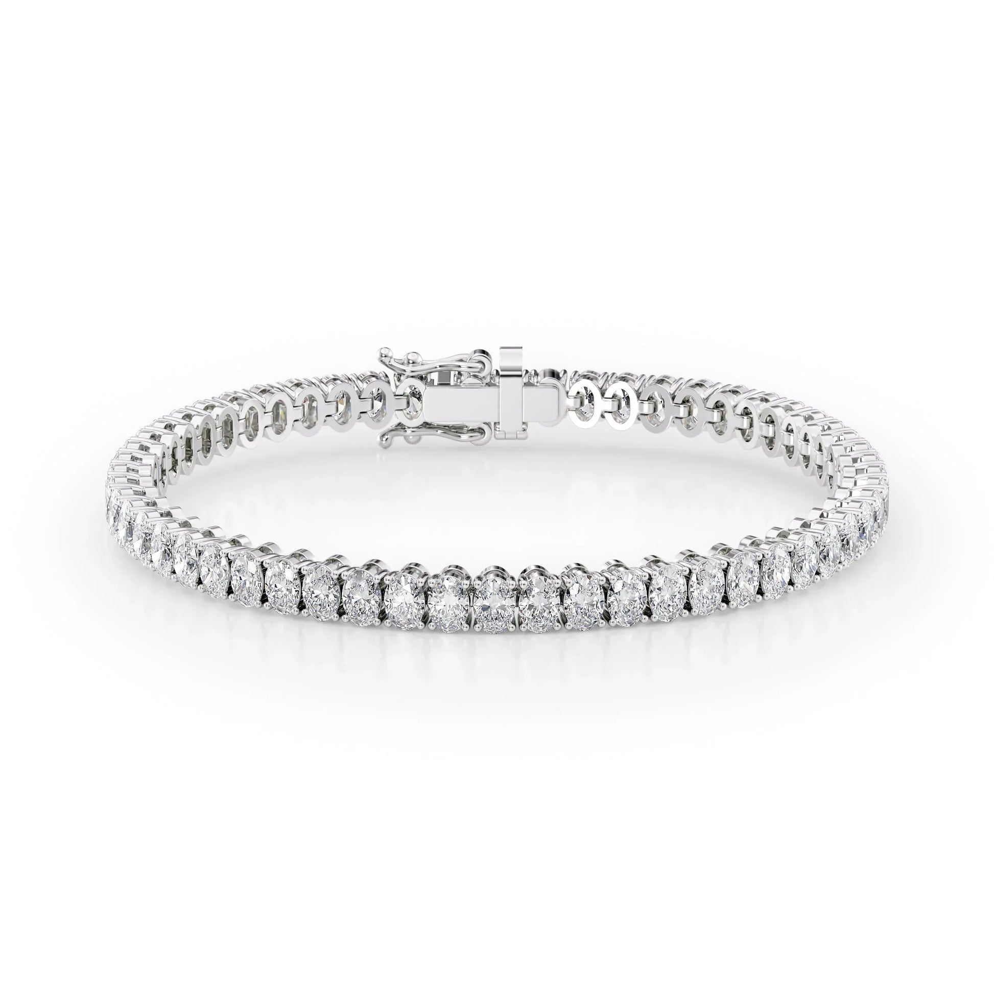 Oval Lab Grown Diamond Tennis Bracelet, EF Color, VS Clarity, IGI Certificate