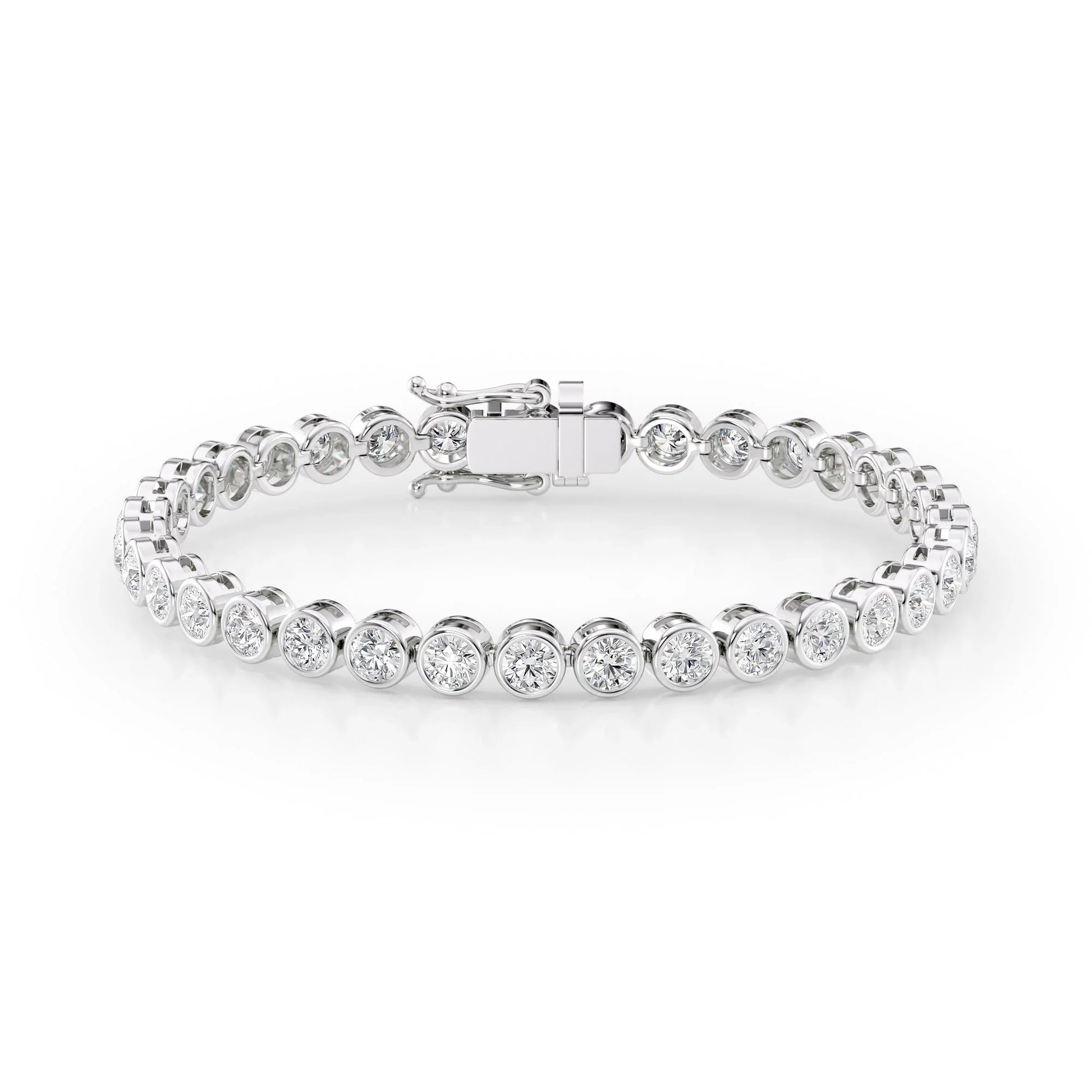 Round Lab Grown Diamond Bezel Tennis Bracelet,EF Color, VS Clarity, IGI Certificate