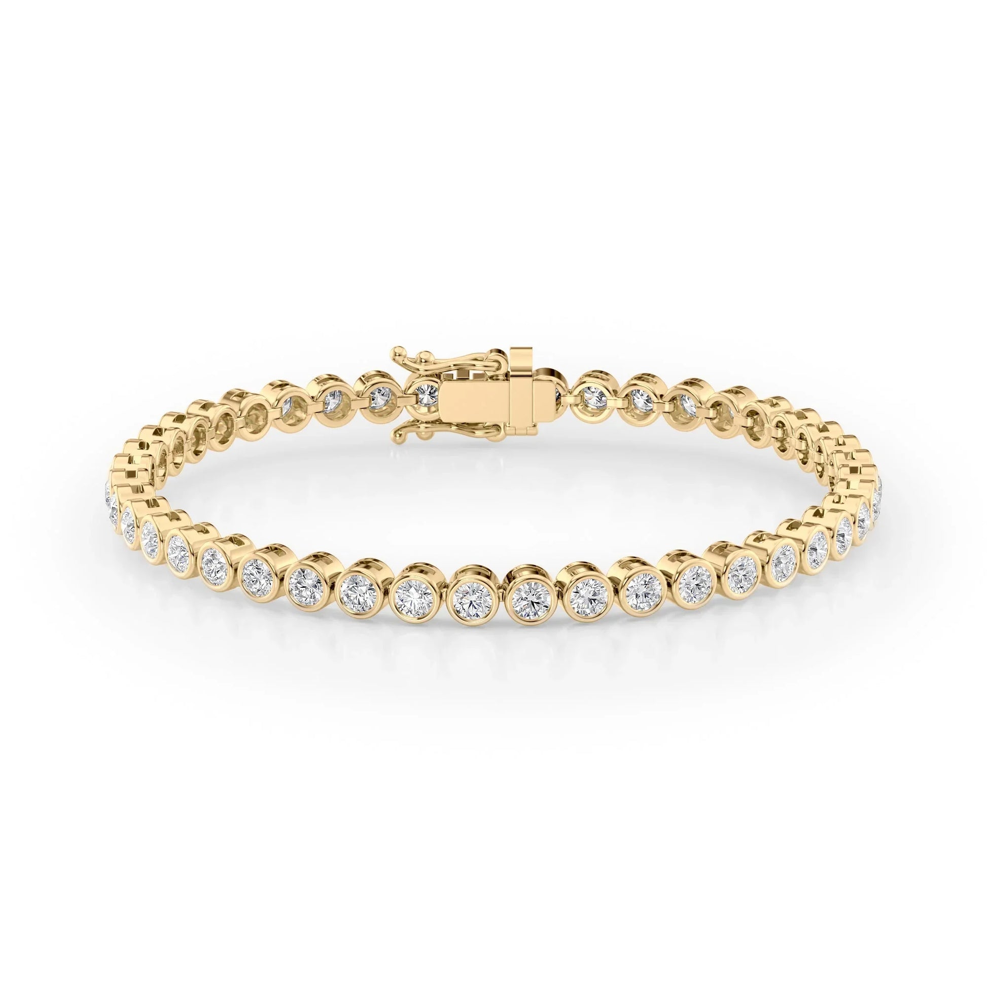 Round Lab Grown Diamond Bezel Tennis Bracelet,EF Color, VS Clarity, IGI Certificate