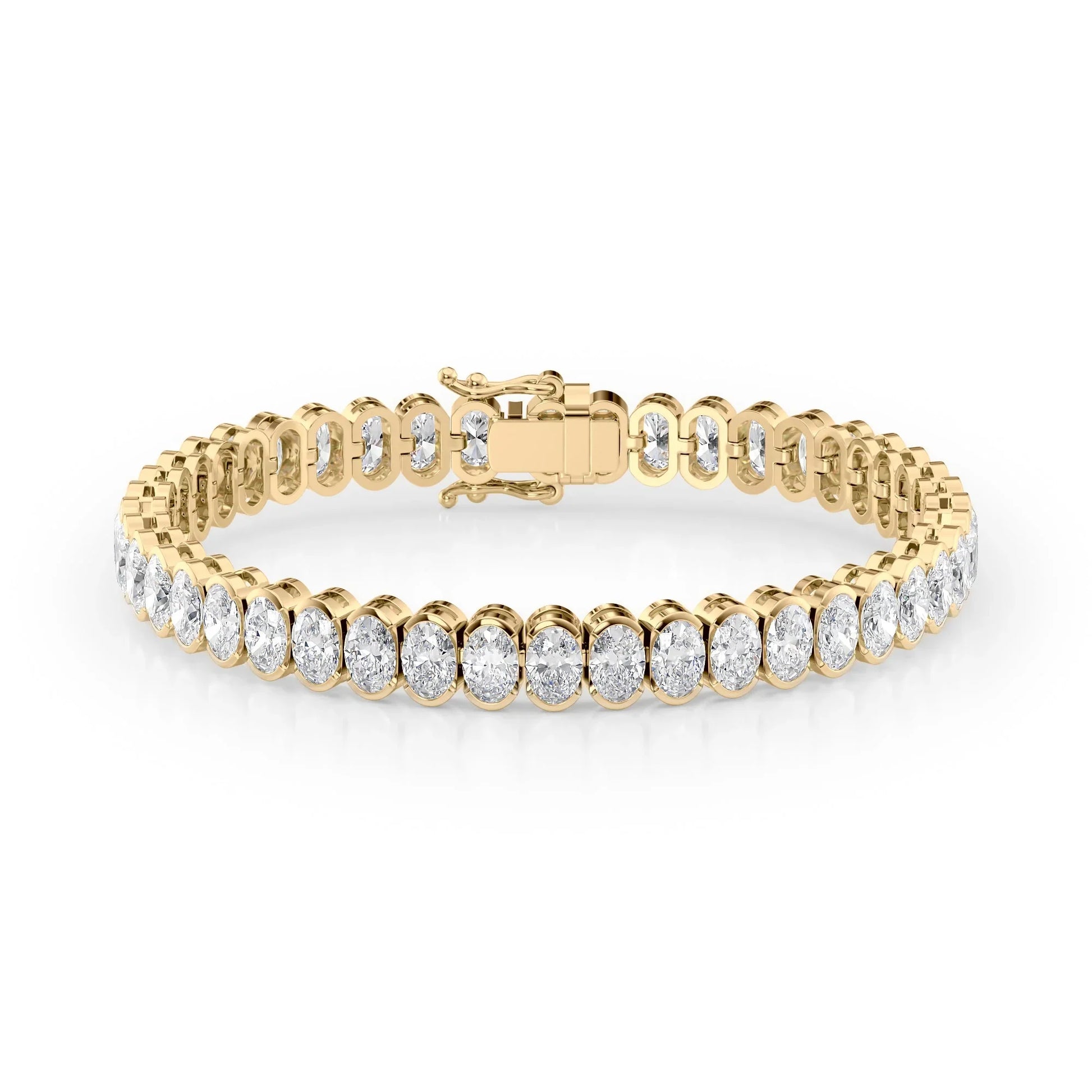 Oval Lab Grown Diamond Bezel Tennis Bracelet, EF Color, VS Clarity, IGI Certificate