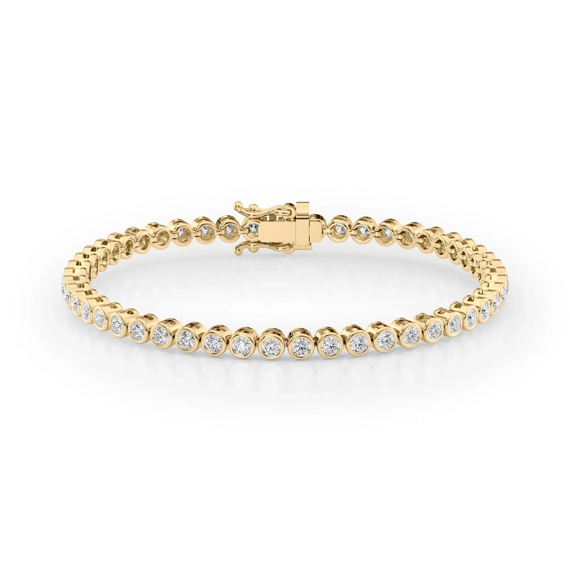 Round  Lab Grown Diamond Bezel Tennis Bracelet, EF Color, VS Clarity, IGI Certified