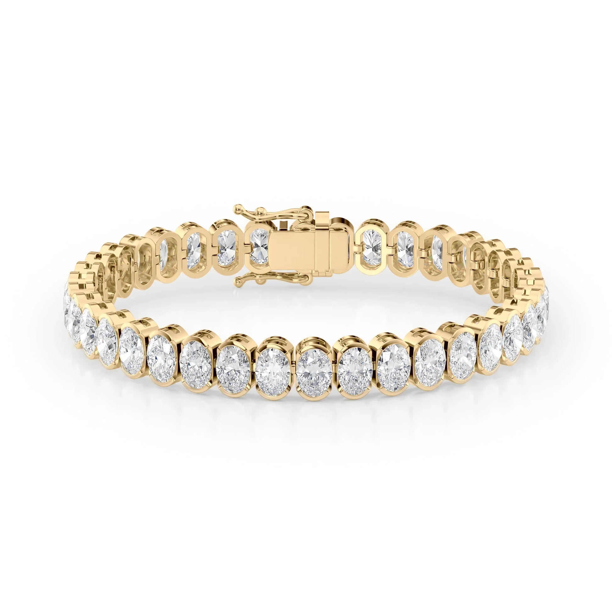 Oval Lab Grown Diamond Bezel Tennis Bracelet, EF Color, VS Clarity, IGI Certificate