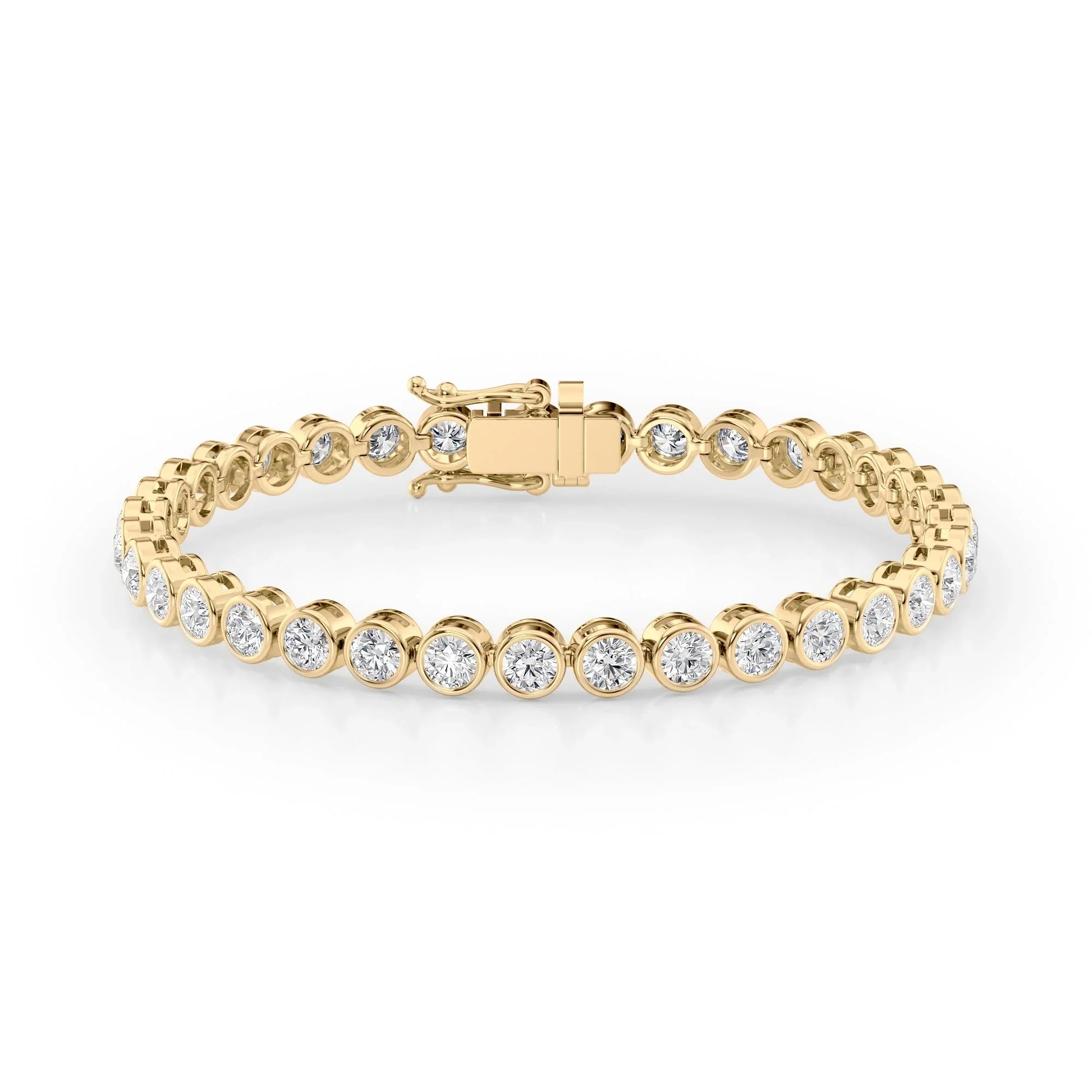 Round Lab Grown Diamond Bezel Tennis Bracelet,EF Color, VS Clarity, IGI Certificate