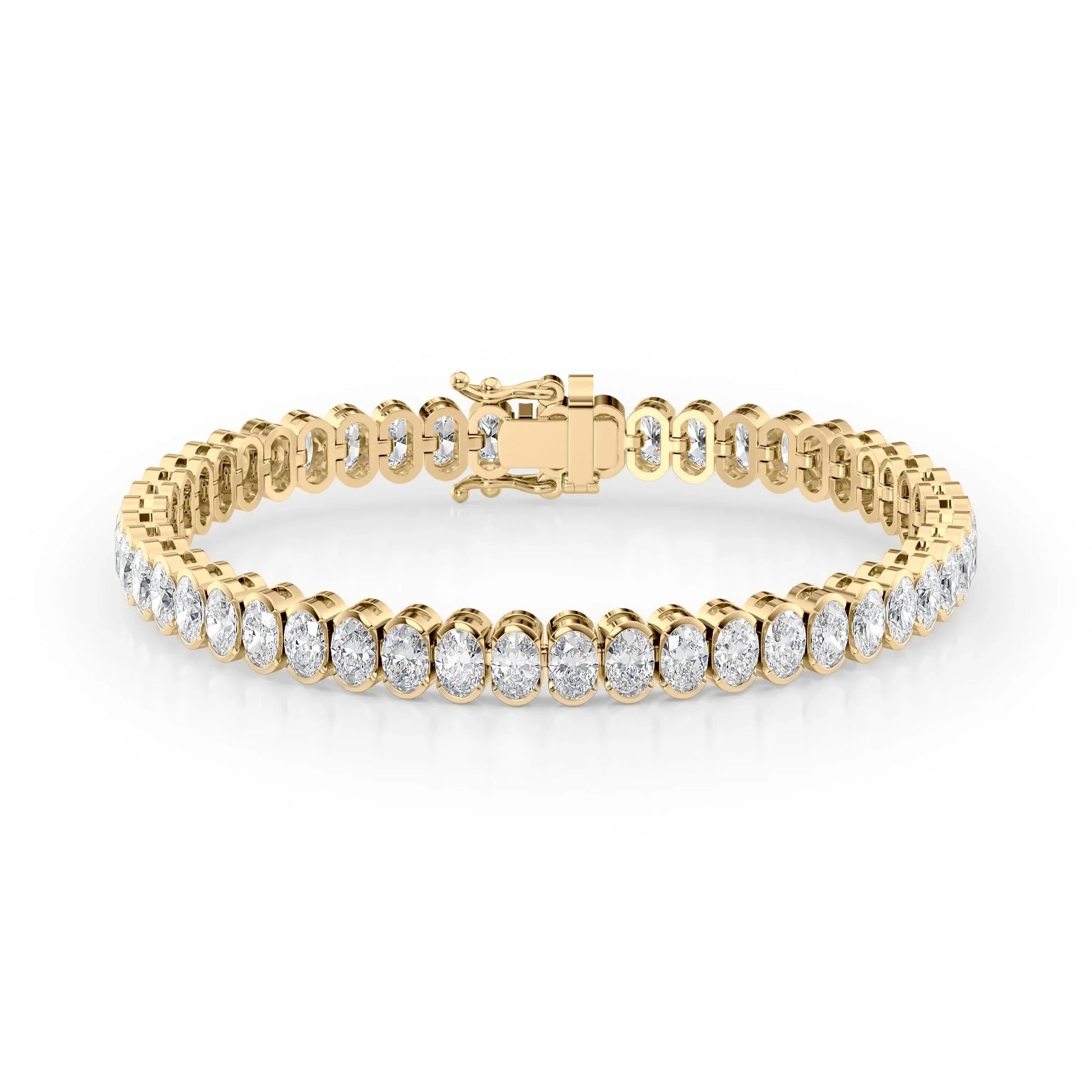 Oval Lab Grown Diamond Bezel Tennis Bracelet, EF Color, VS Clarity, IGI Certificate