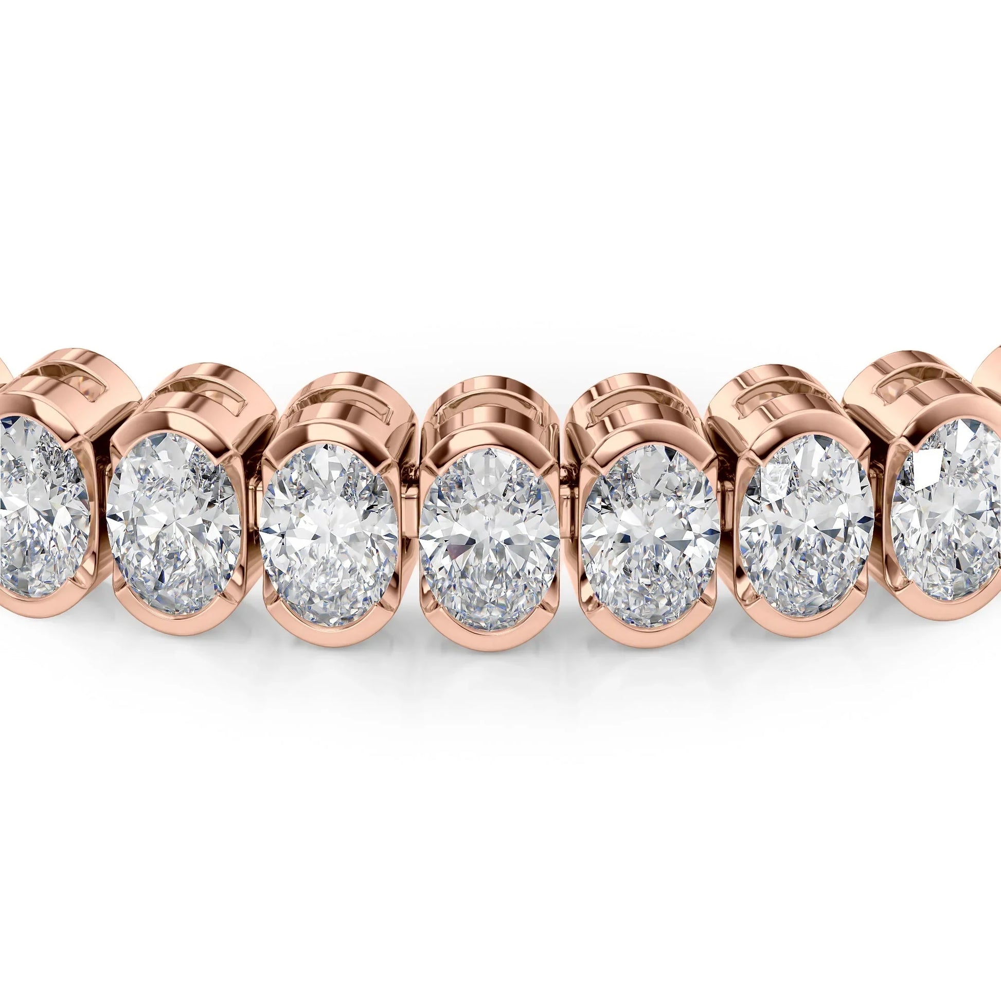Oval Lab Grown Diamond Bezel Tennis Bracelet, EF Color, VS Clarity, IGI Certificate