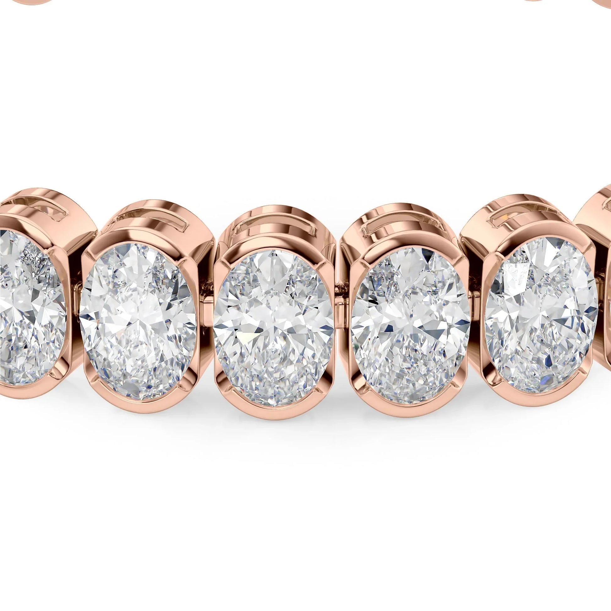 Oval Lab Grown Diamond Bezel Tennis Bracelet, EF Color, VS Clarity, IGI Certificate