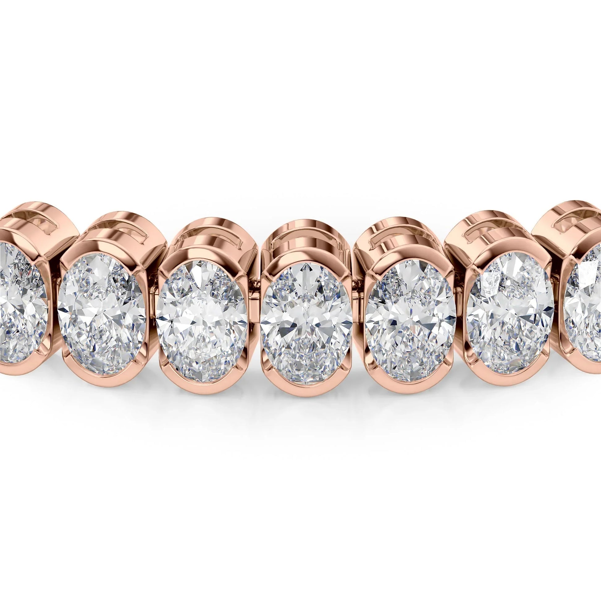 Oval Lab Grown Diamond Bezel Tennis Bracelet, EF Color, VS Clarity, IGI Certificate