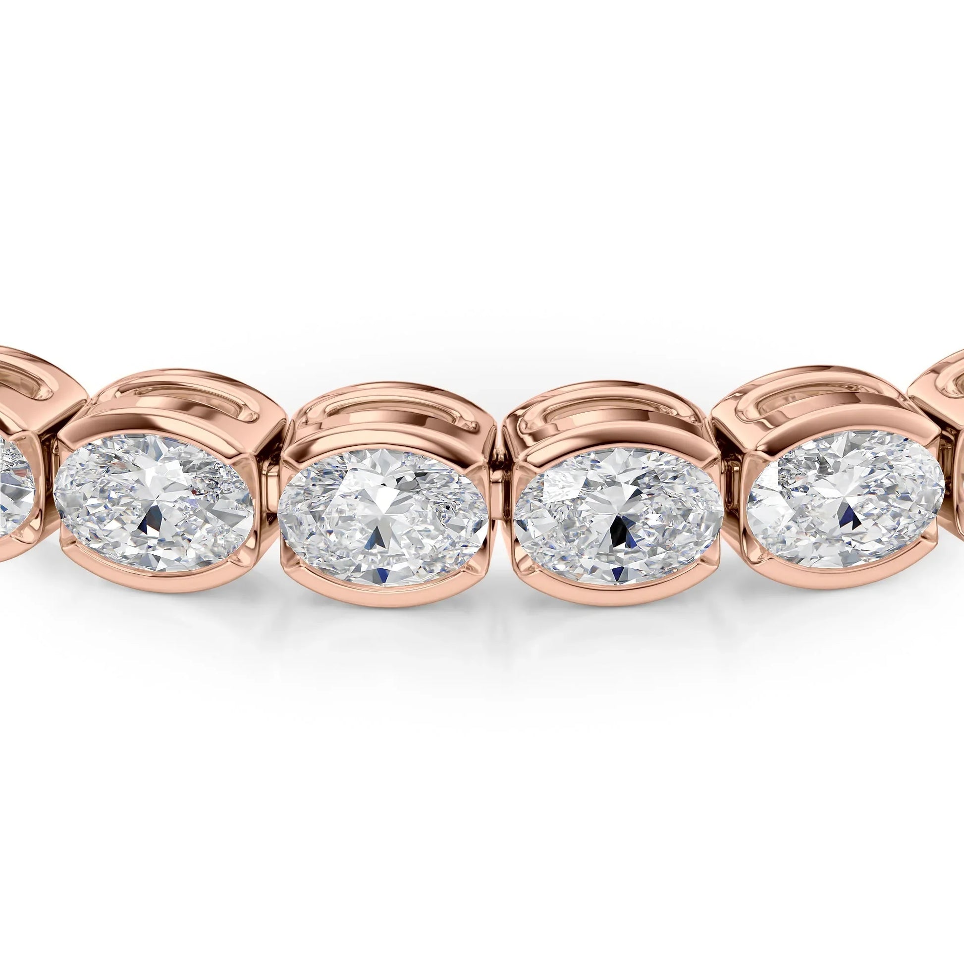 Oval Lab Grown Diamond East West Half Bezel Tennis Bracelet, EF Color, VS Clarity, IGI Certified