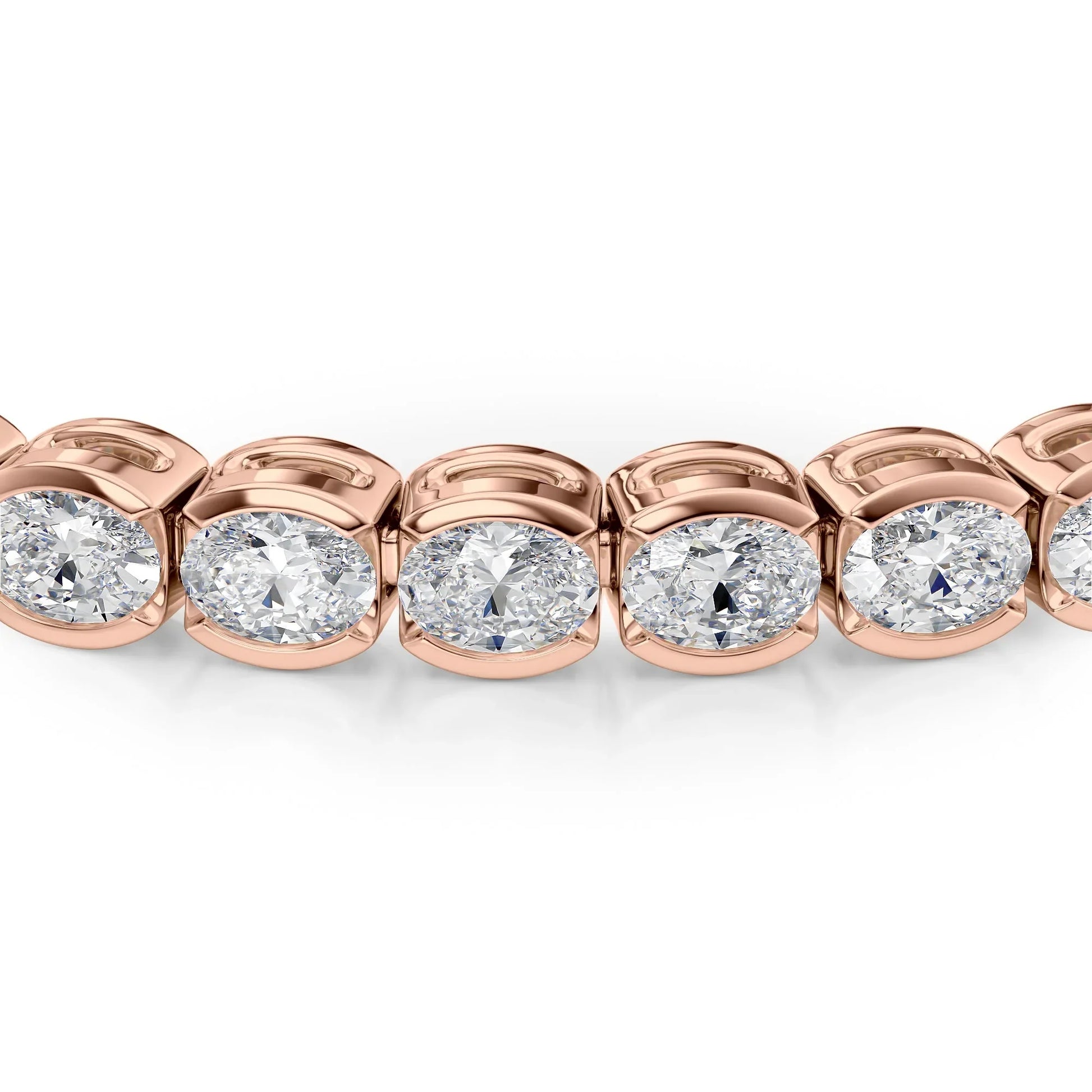 Oval Lab Grown Diamond East West Half Bezel Tennis Bracelet, EF Color, VS Clarity, IGI Certified