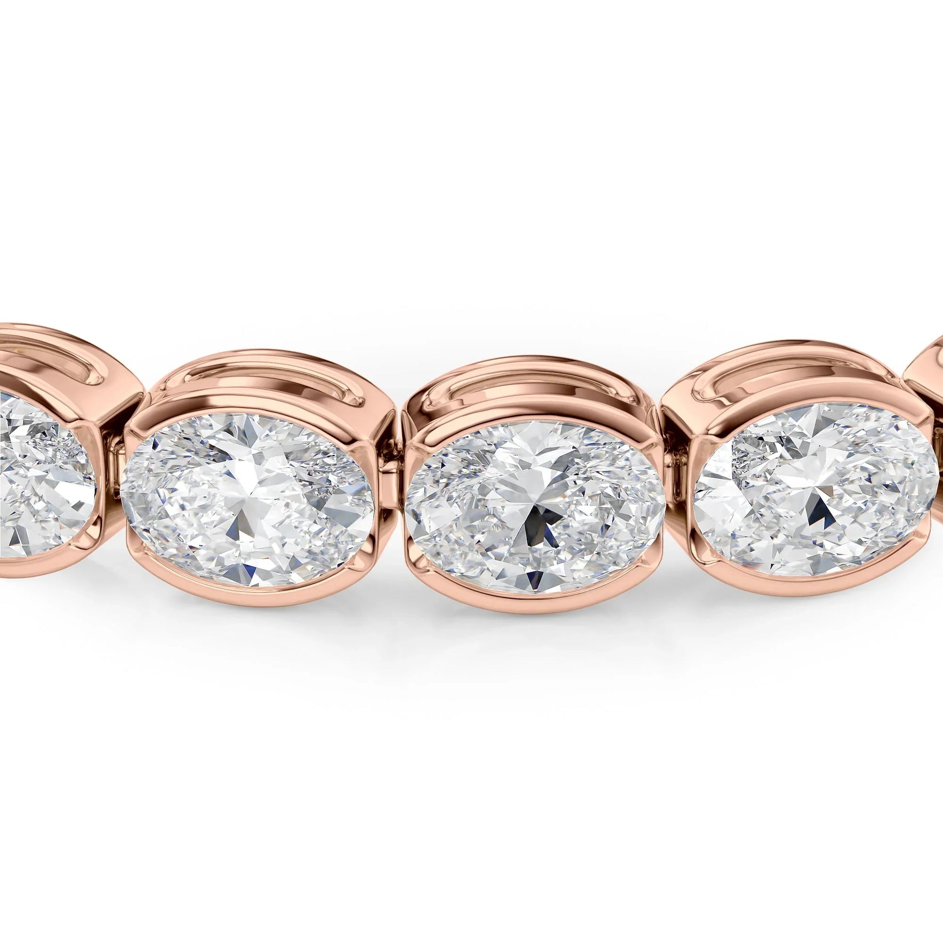 Oval Lab Grown Diamond East West Half Bezel Tennis Bracelet, EF Color, VS Clarity, IGI Certified