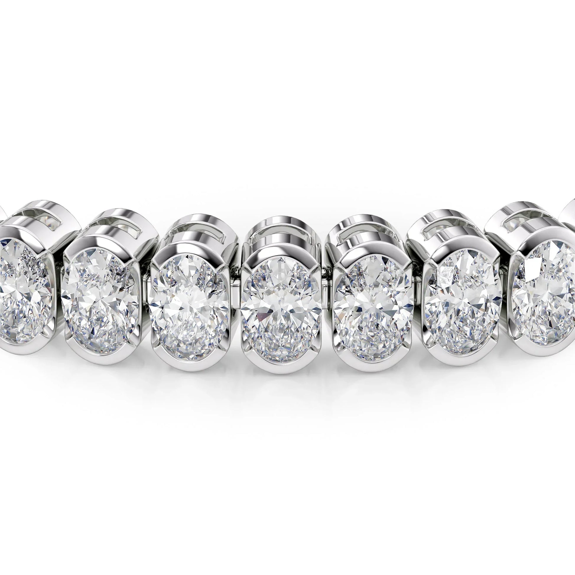 Oval Lab Grown Diamond Bezel Tennis Bracelet, EF Color, VS Clarity, IGI Certificate