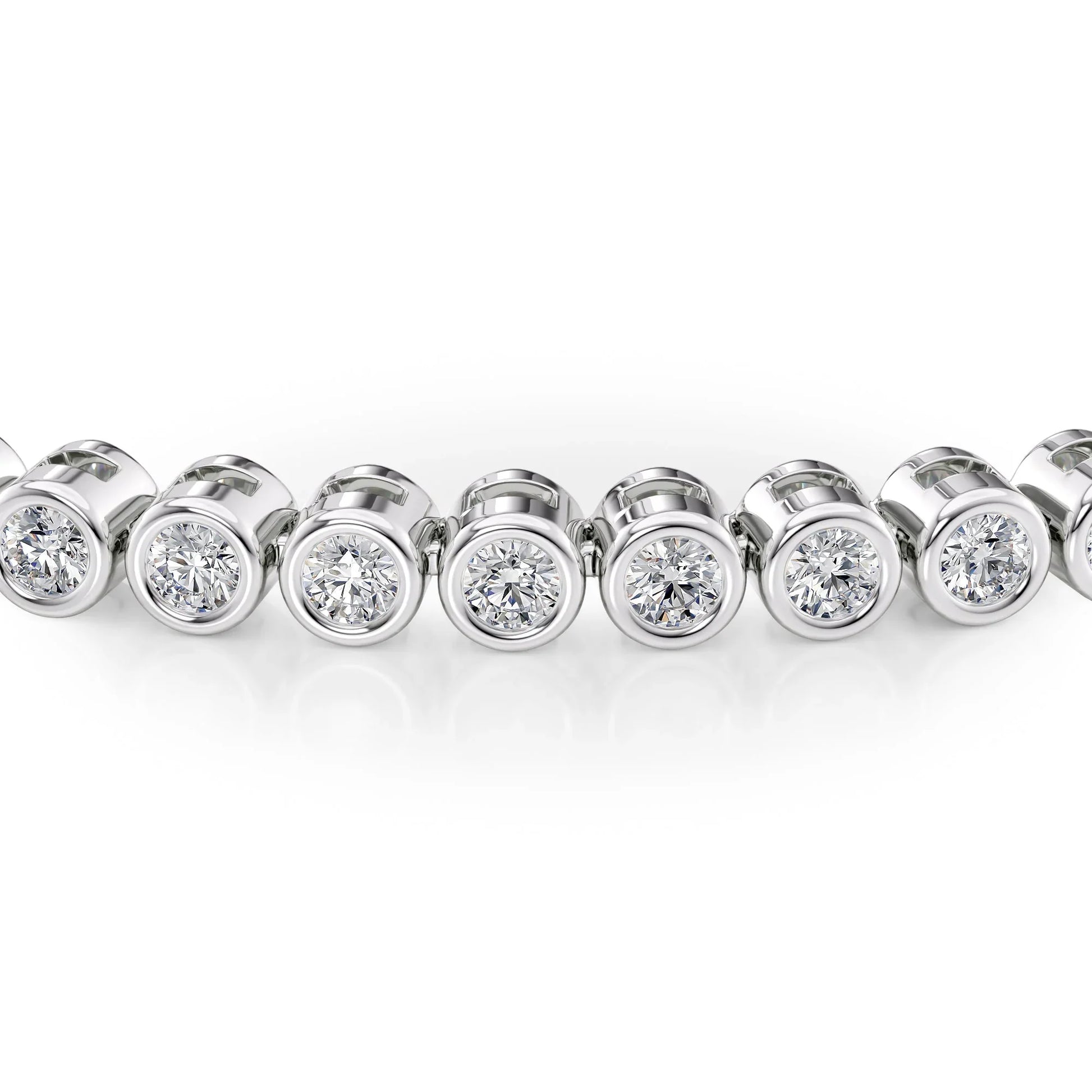Round  Lab Grown Diamond Bezel Tennis Bracelet, EF Color, VS Clarity, IGI Certified