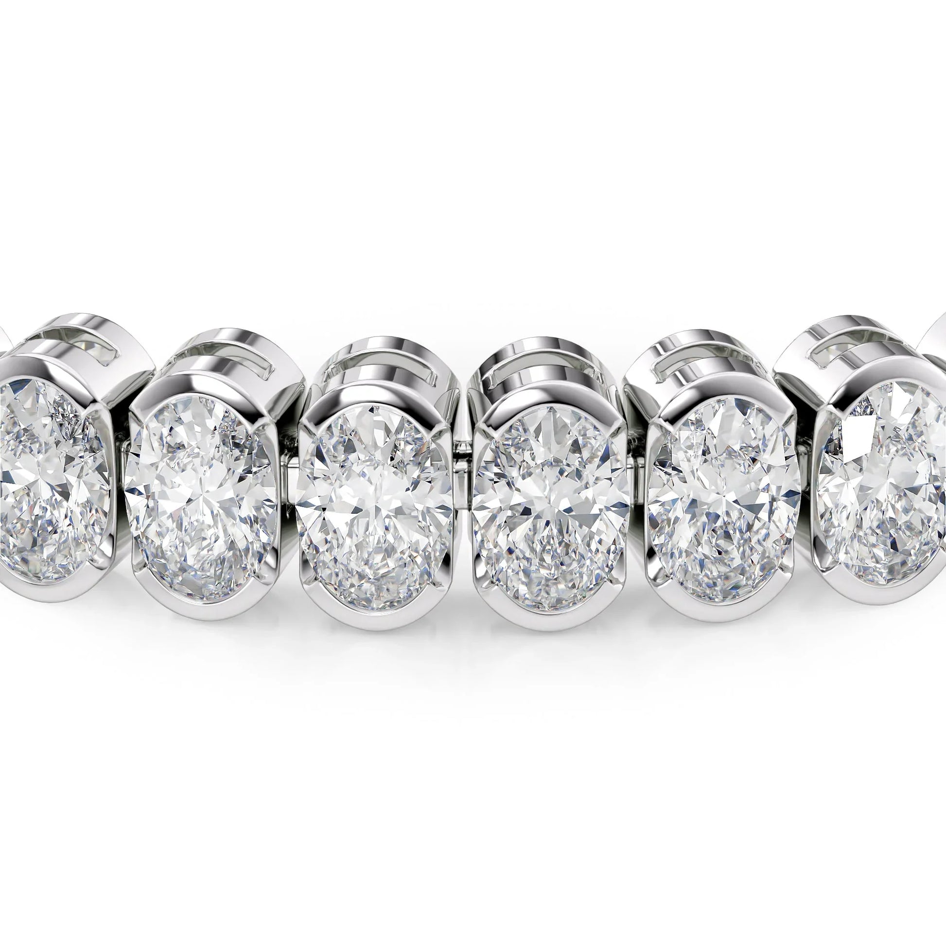 Oval Lab Grown Diamond Bezel Tennis Bracelet, EF Color, VS Clarity, IGI Certificate