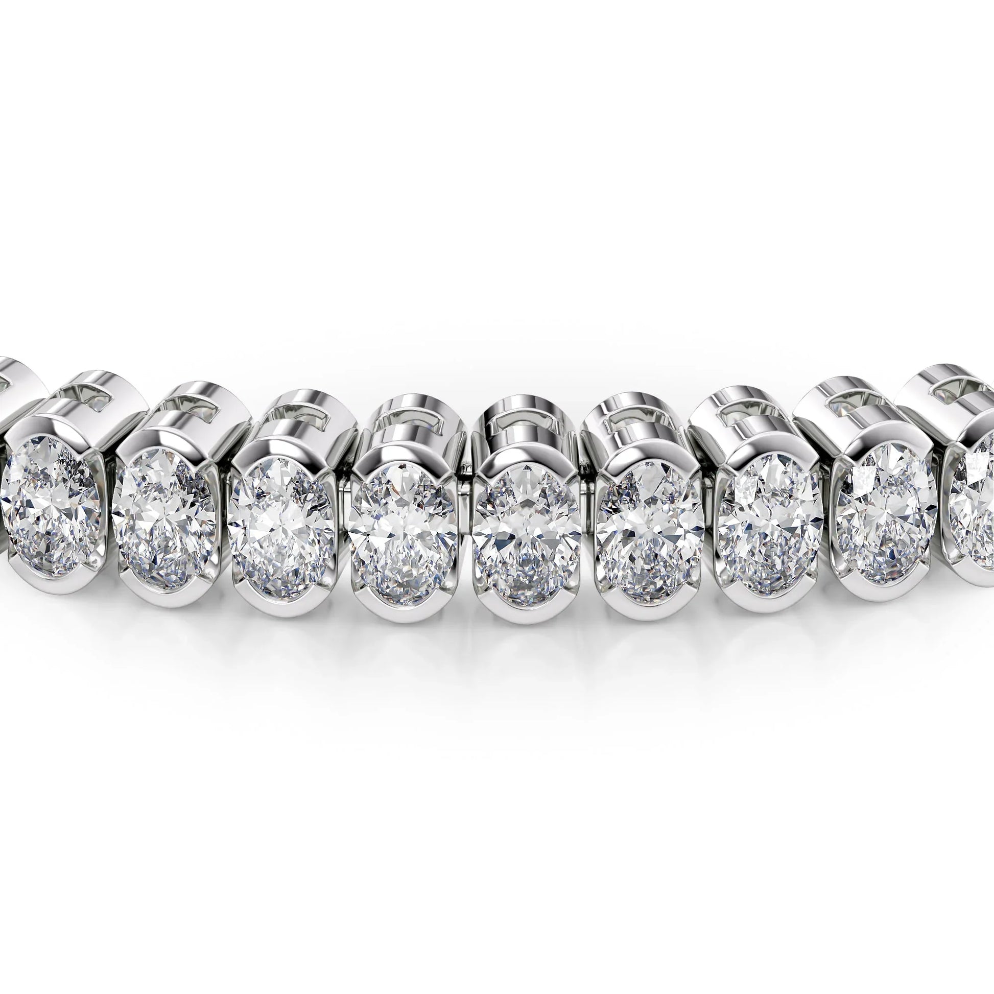 Oval Lab Grown Diamond Bezel Tennis Bracelet, EF Color, VS Clarity, IGI Certificate
