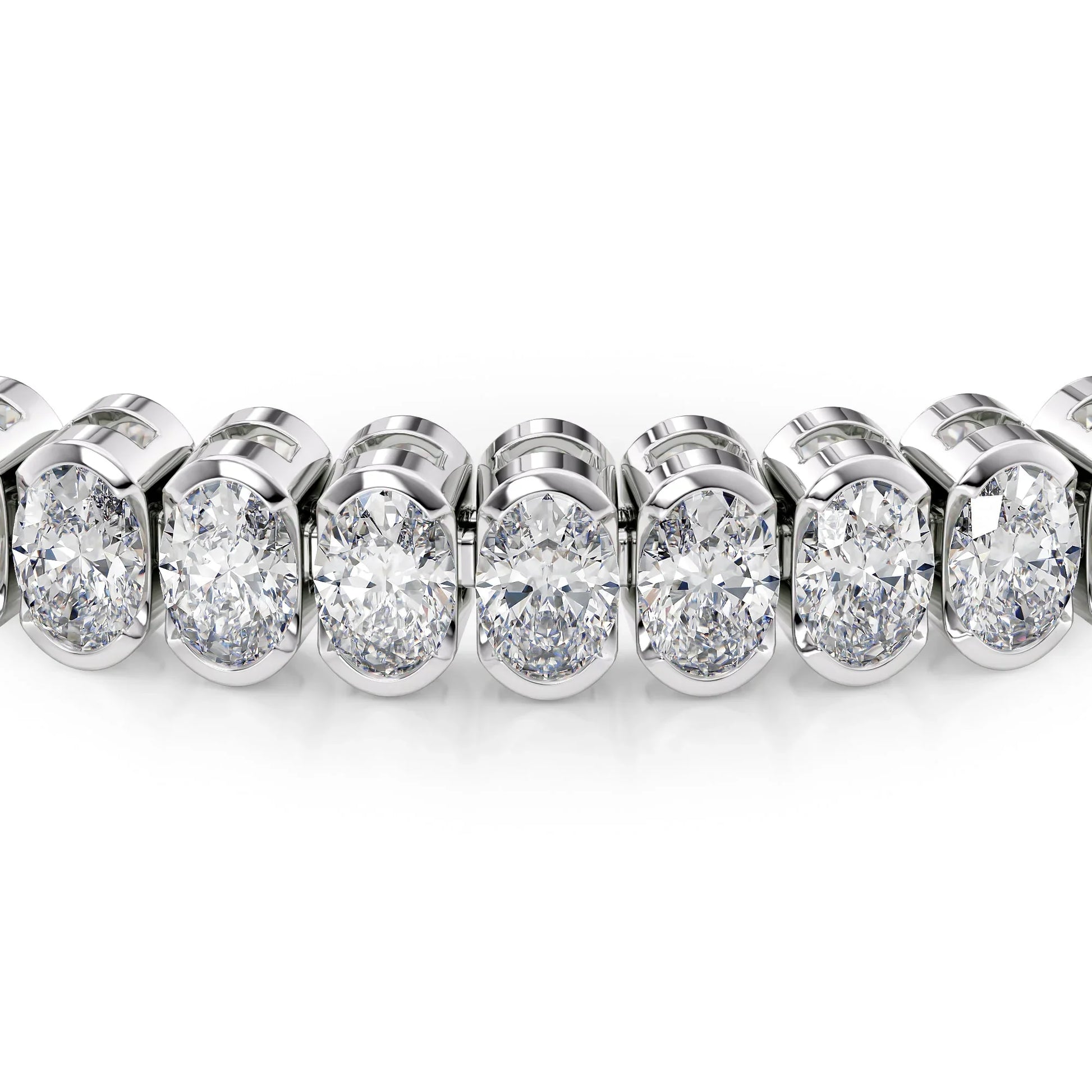 Oval Lab Grown Diamond Bezel Tennis Bracelet, EF Color, VS Clarity, IGI Certificate