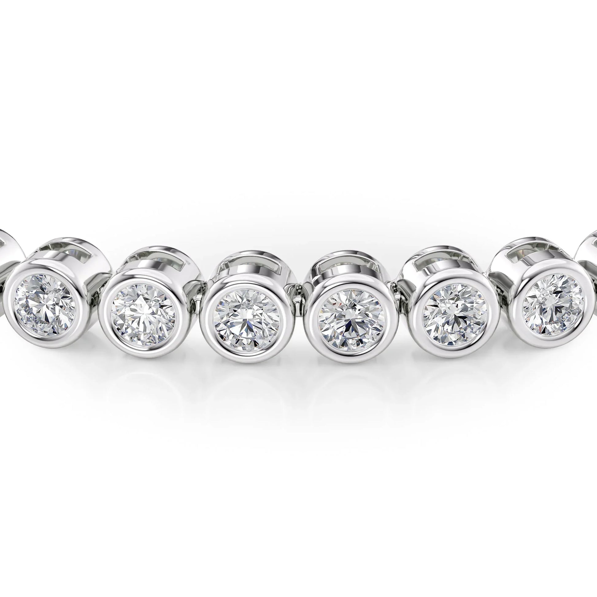 Round Lab Grown Diamond Bezel Tennis Bracelet, EF Color, VS Clarity, IGI Certified