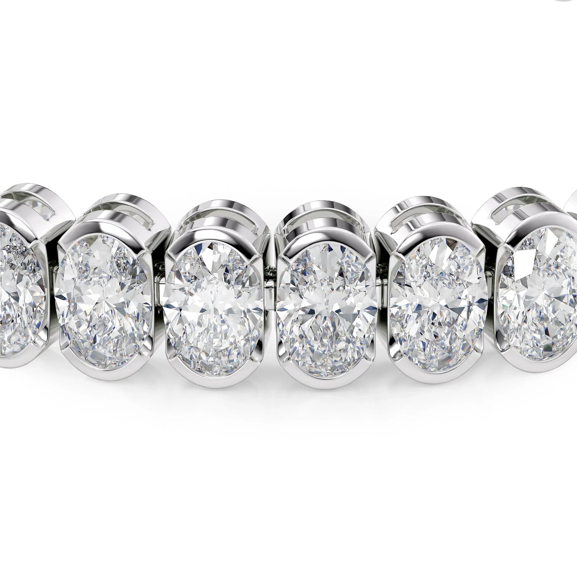 Oval Lab Grown Diamond Bezel Tennis Bracelet, EF Color, VS Clarity, IGI Certificate