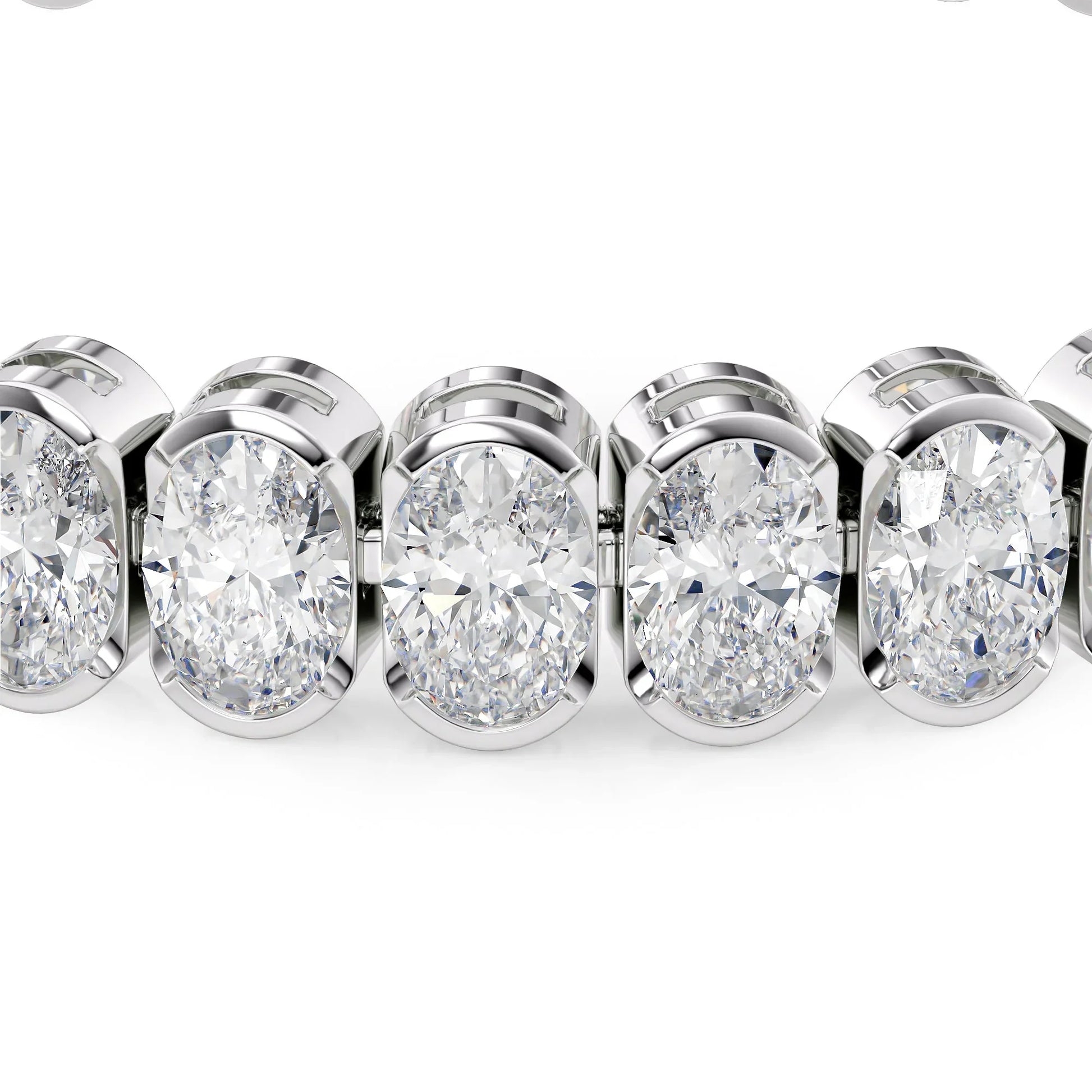 Oval Lab Grown Diamond Bezel Tennis Bracelet, EF Color, VS Clarity, IGI Certificate