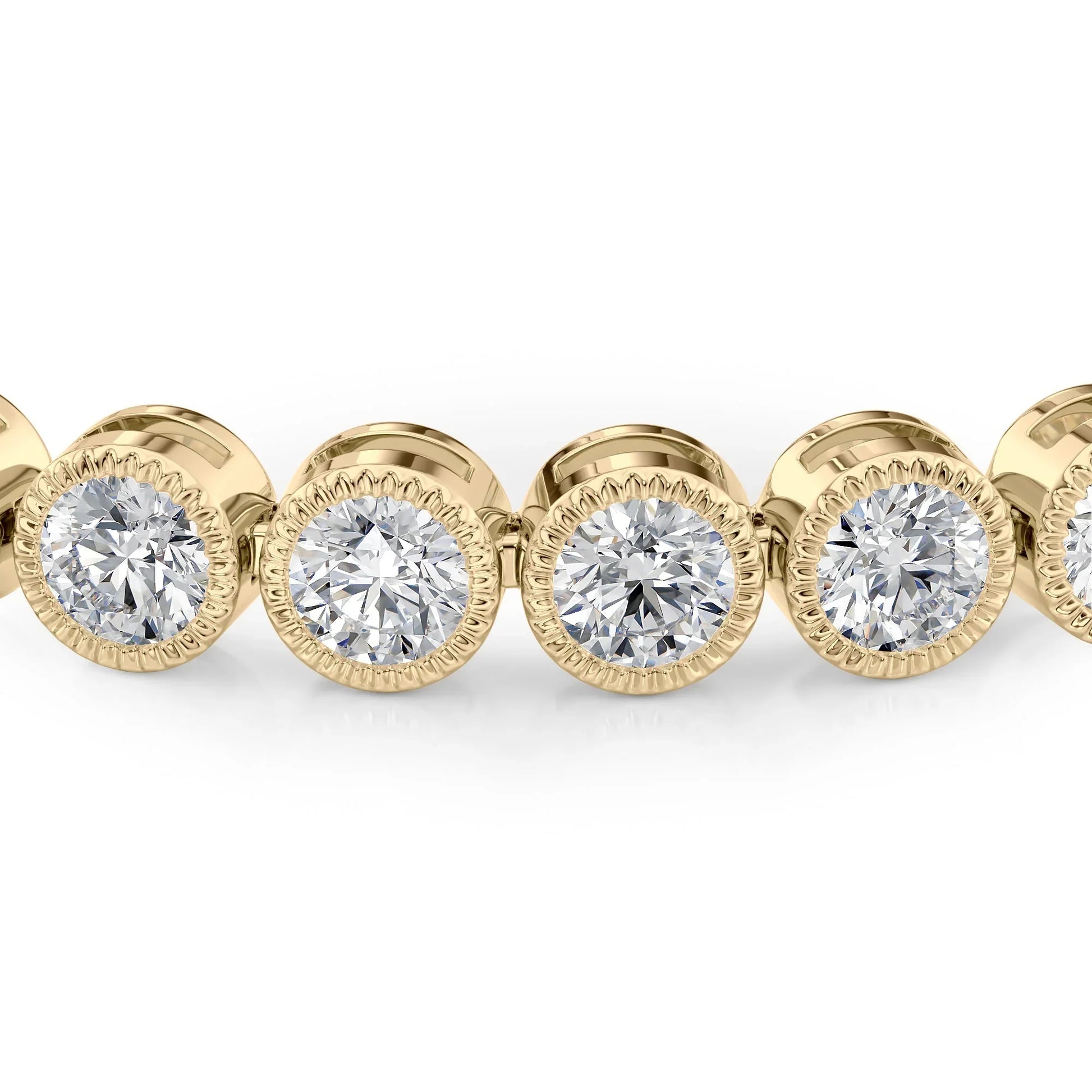 Round Lab Grown Diamond Beaded Bezel Tennis Bracelet, EF Color, VS Clarity, IGI Certified