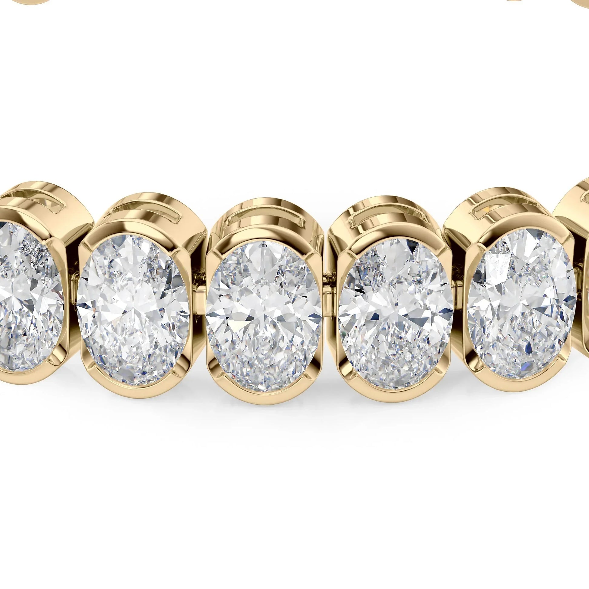 Oval Lab Grown Diamond Bezel Tennis Bracelet, EF Color, VS Clarity, IGI Certificate