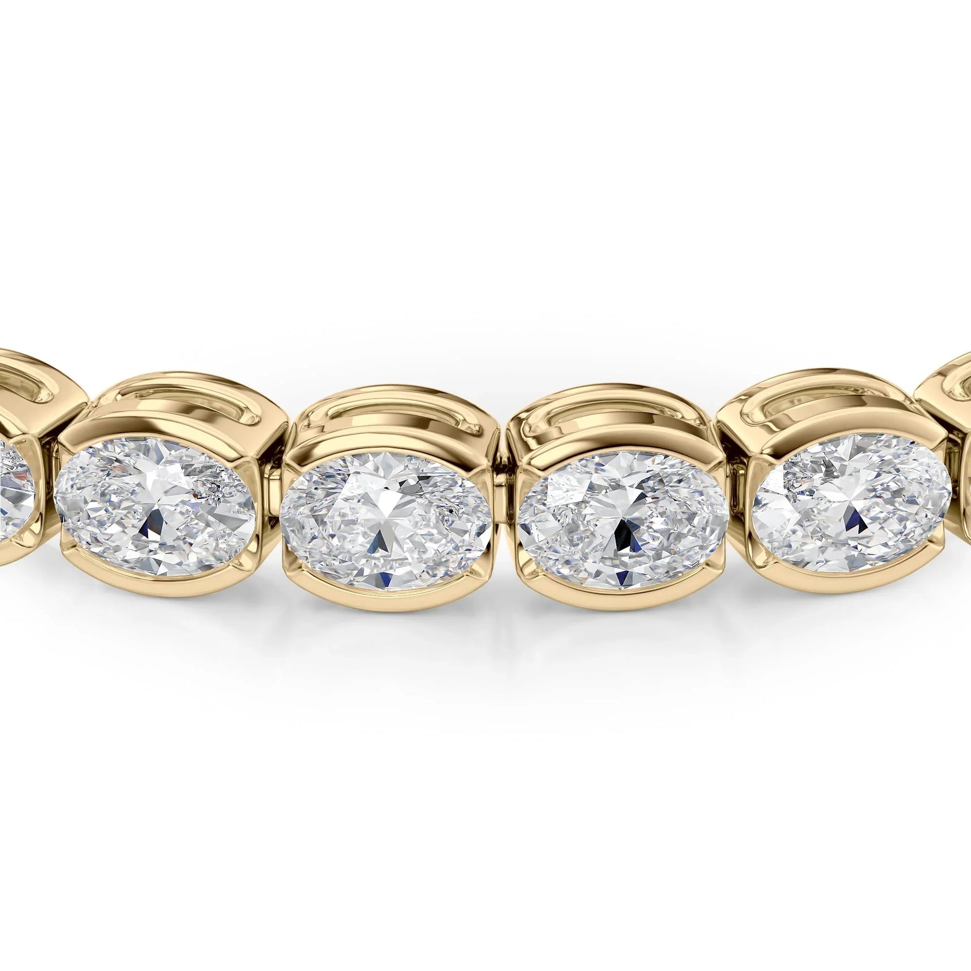 Oval Lab Grown Diamond East West Half Bezel Tennis Bracelet, EF Color, VS Clarity, IGI Certified