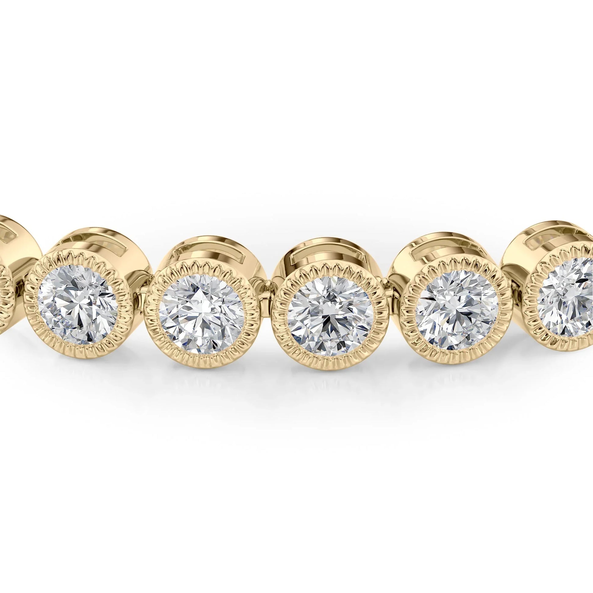 Round Lab Grown Diamond Beaded Bezel Tennis Bracelet, EF Color, VS Clarity, IGI Certified