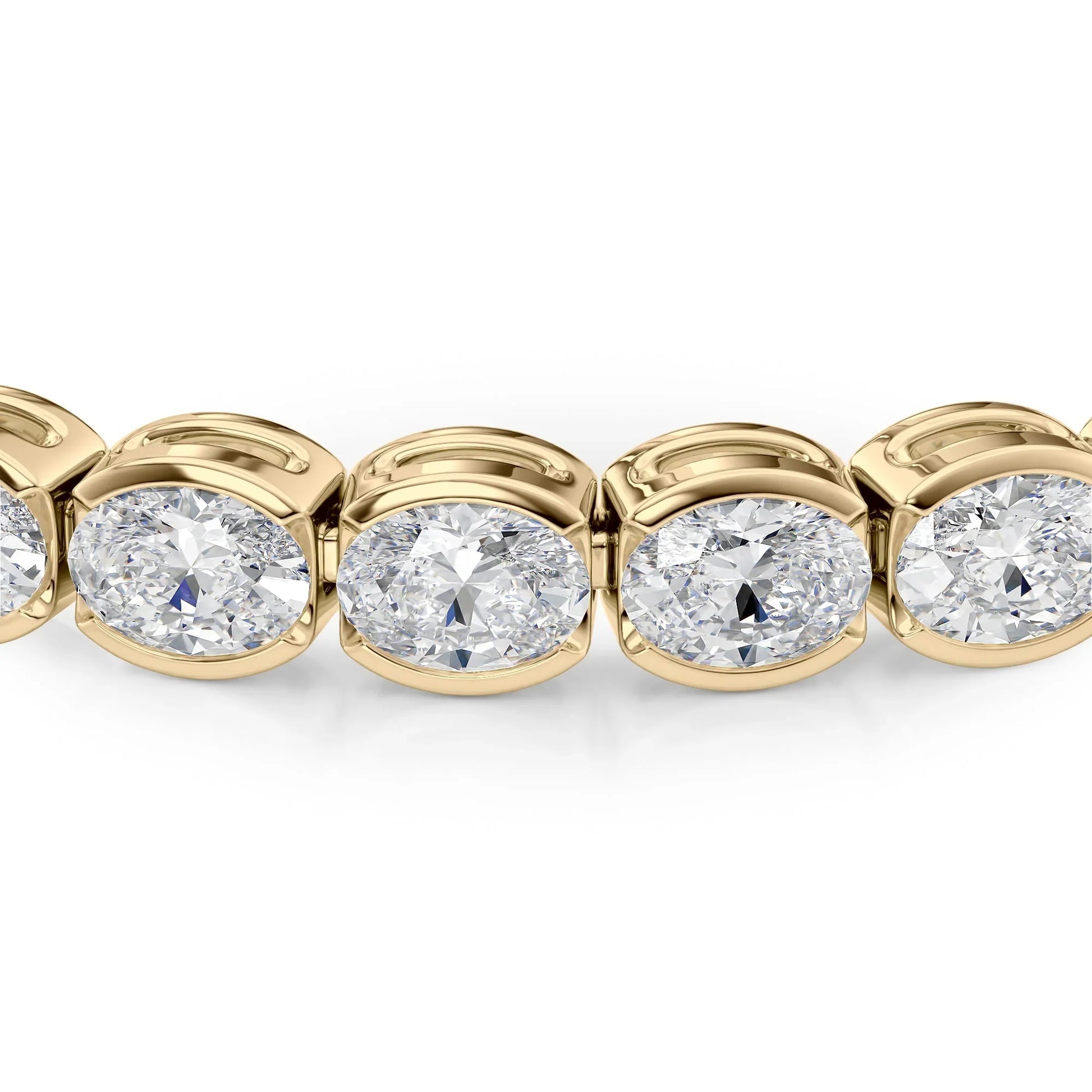 Oval Lab Grown Diamond East West Half Bezel Tennis Bracelet, EF Color, VS Clarity, IGI Certified
