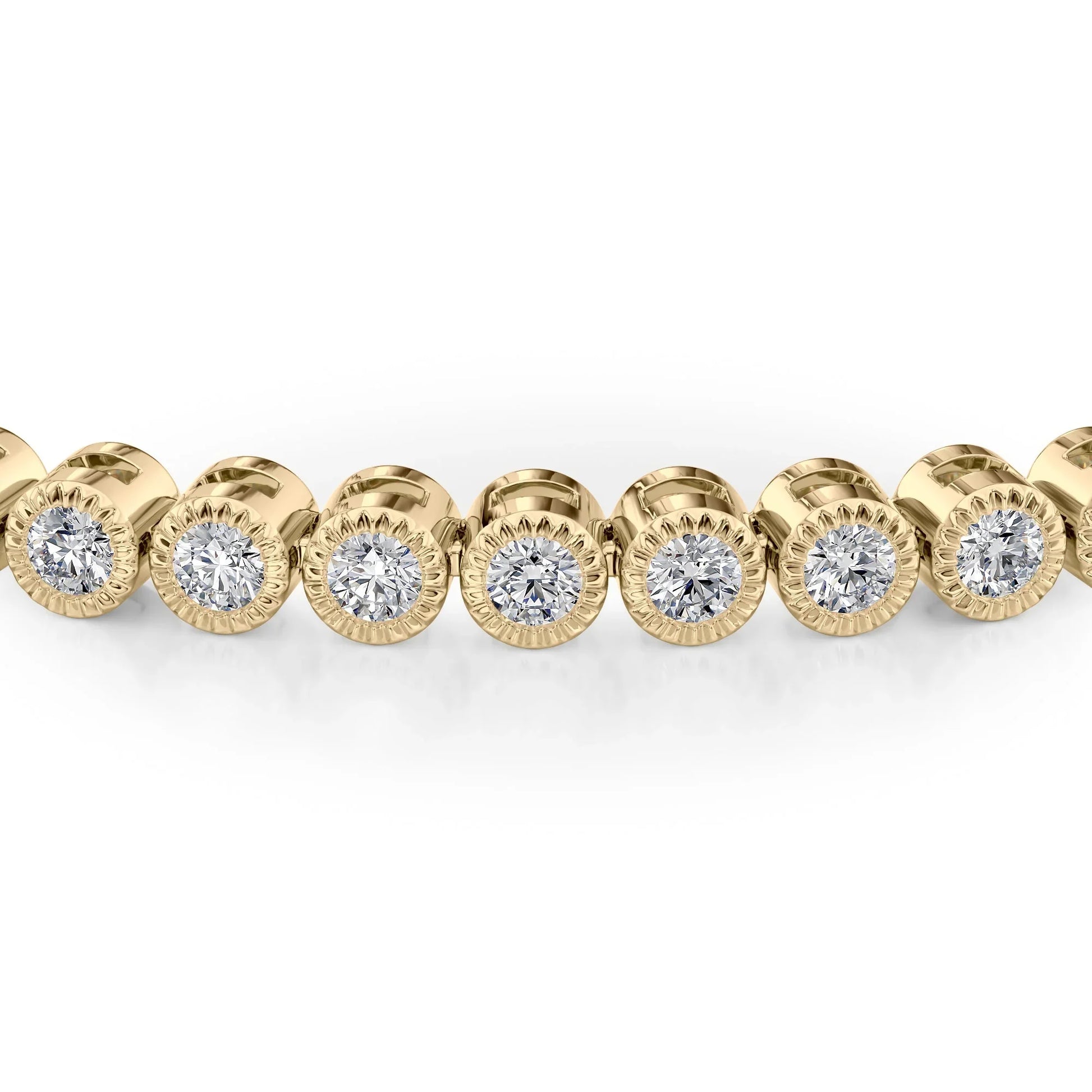 Round Lab Grown Diamond Beaded Bezel Tennis Bracelet, EF Color, VS Clarity, IGI Certified
